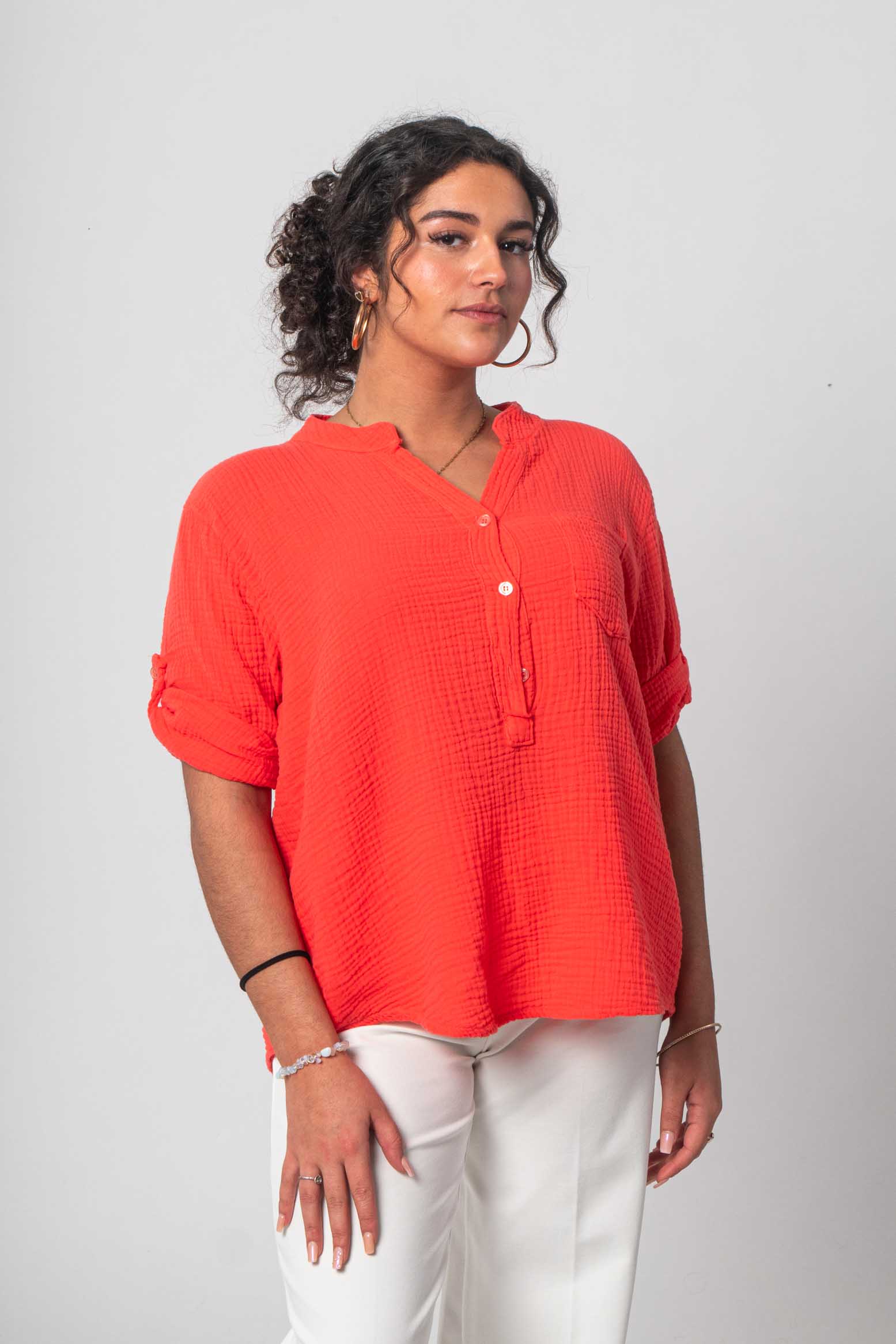Natürliche Musselin-Bluse - Orange