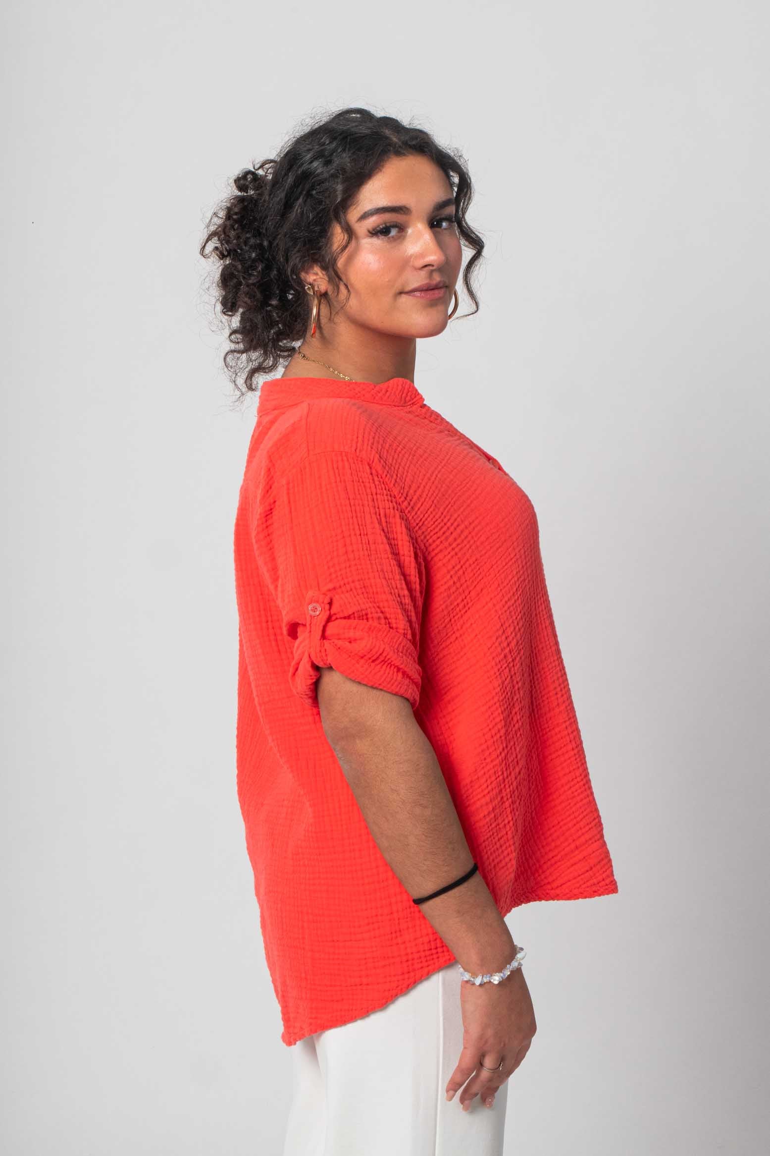 Natürliche Musselin-Bluse - Orange