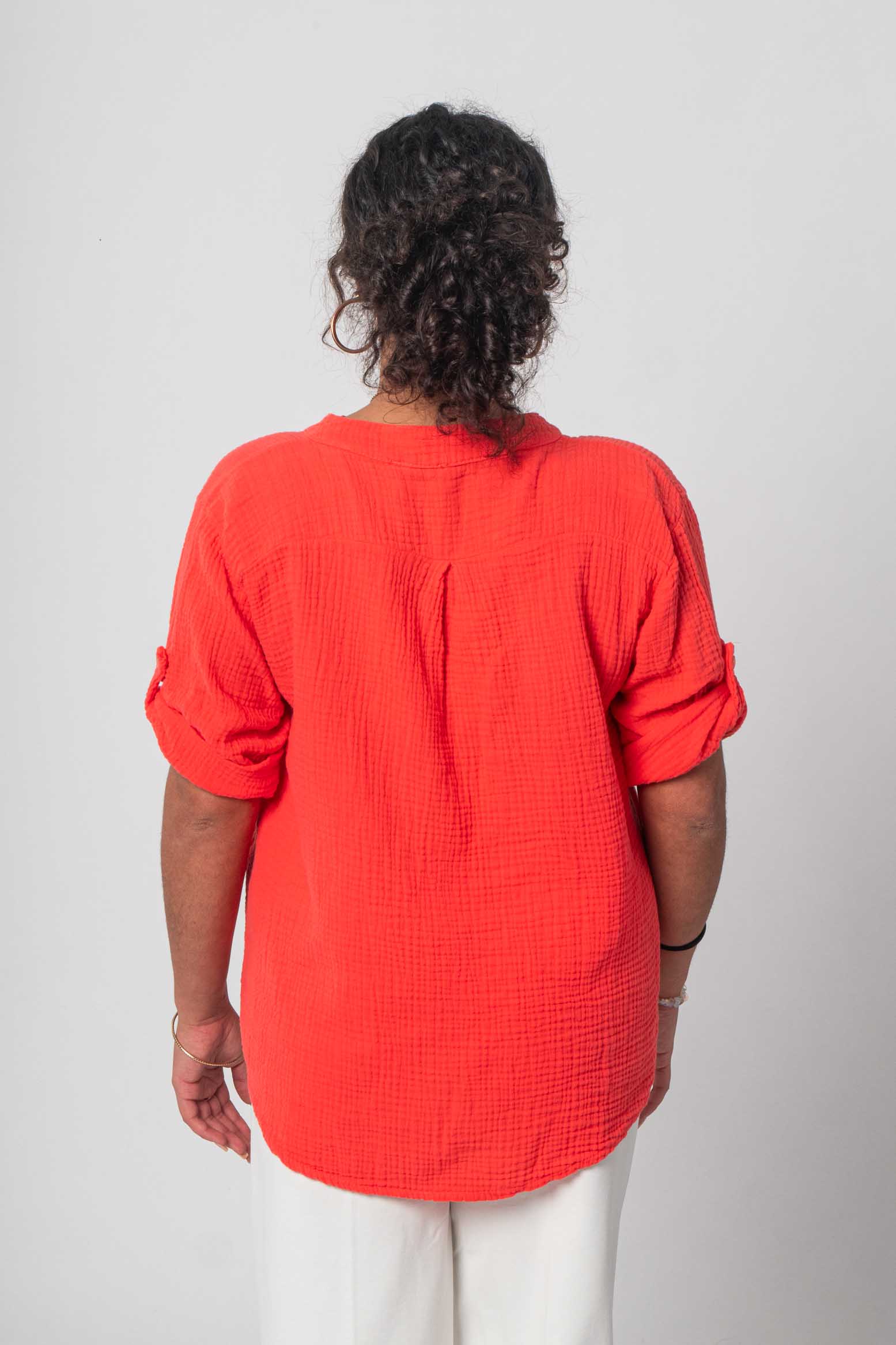 Natürliche Musselin-Bluse - Orange