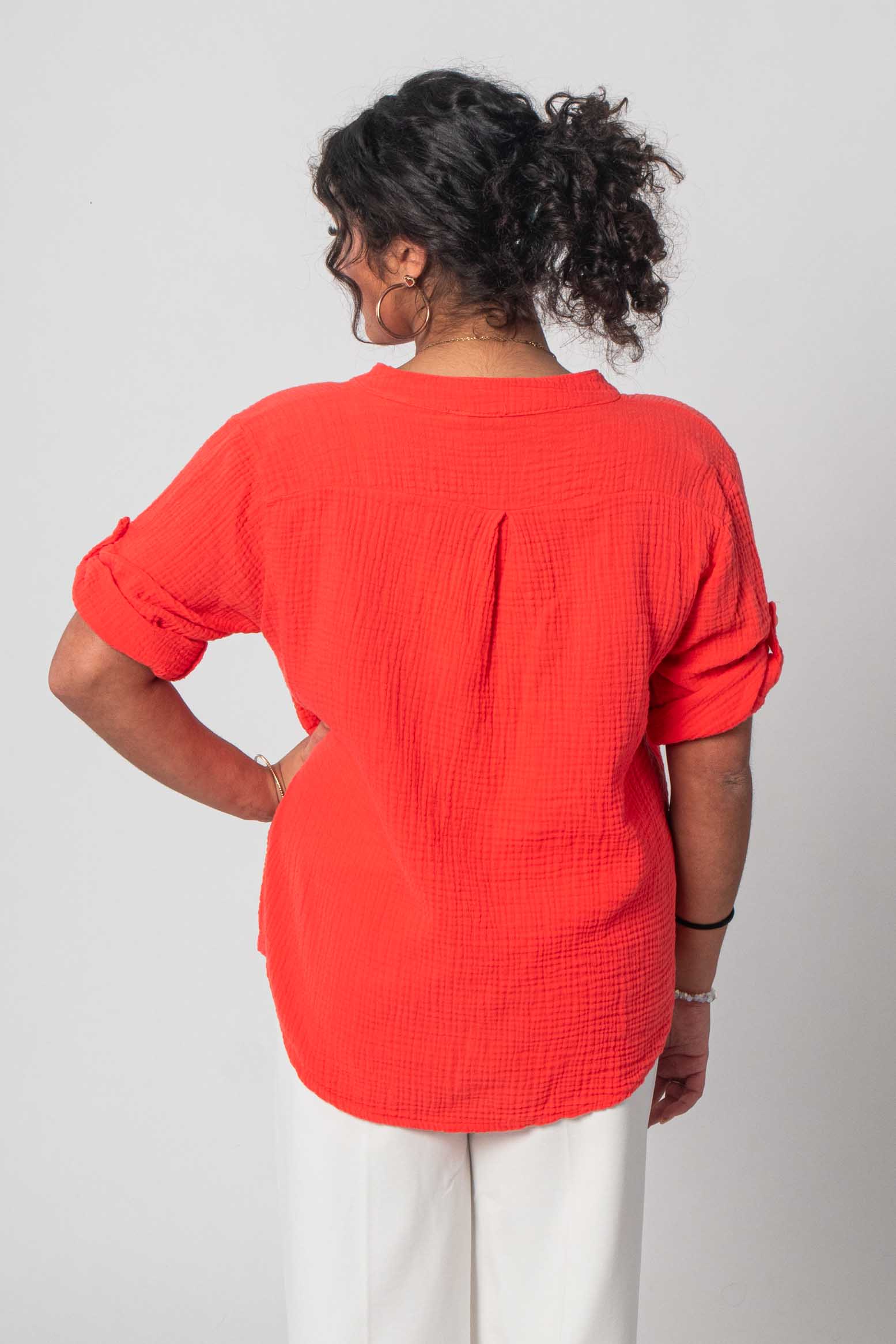 Natürliche Musselin-Bluse - Orange