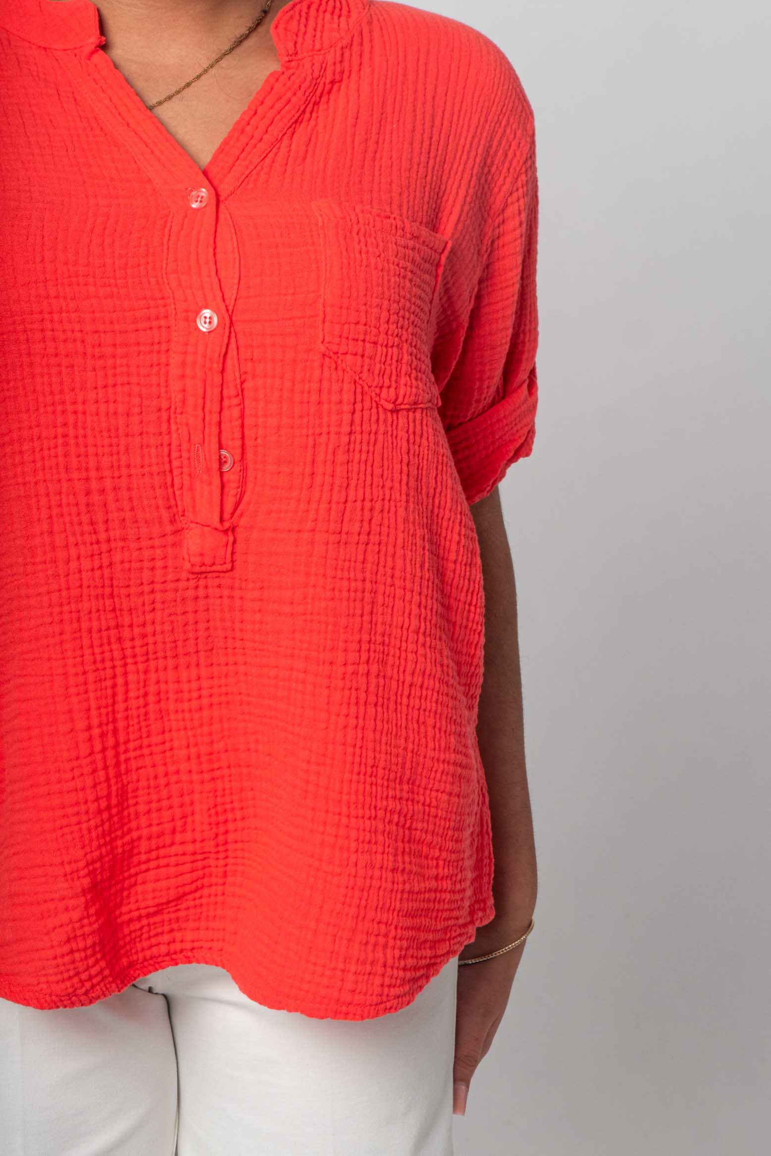Natürliche Musselin-Bluse - Orange