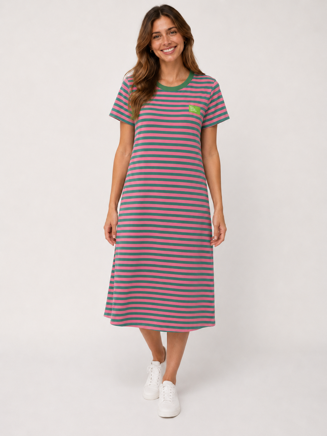 Sweatkleid - Neonstreifen "Life isn't perfect but your Outfit can be" - Khaki