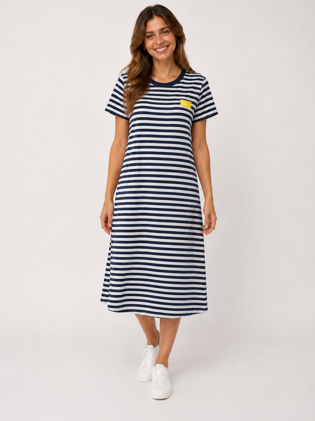 Sweatkleid - Neonstreifen "Life isn't perfect but your Outfit can be" - Marine