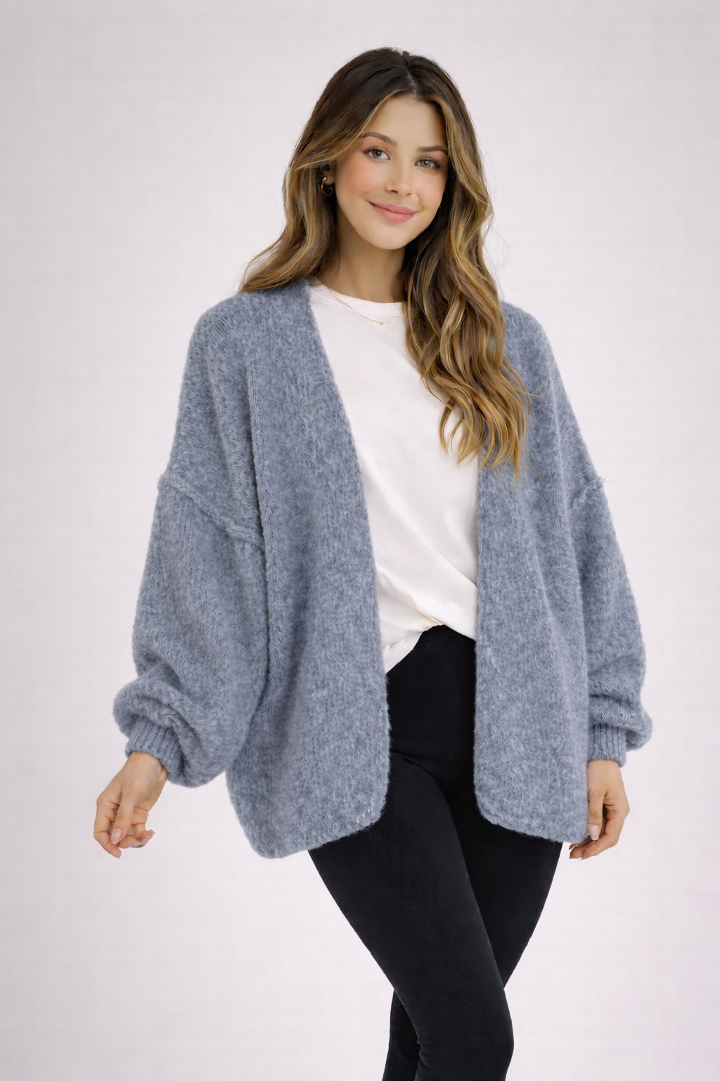 Flair - Oversize Alpaka Cardigan - Graublau
