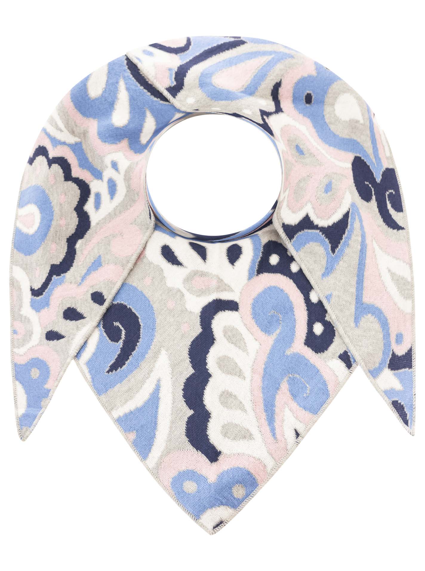 Zwillingsherz Damen Dreieckstuch – Comic Paisley Muster in Blau Pink, weiches Halstuch mit grafischem Allover-Print
