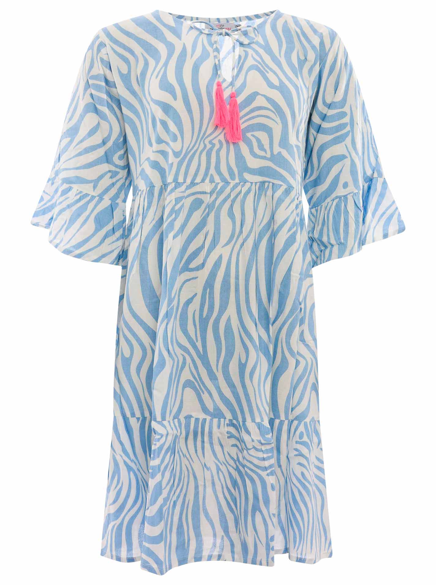 Zwillingsherz - Viskose Kleid Zebra - Blau/Weiß