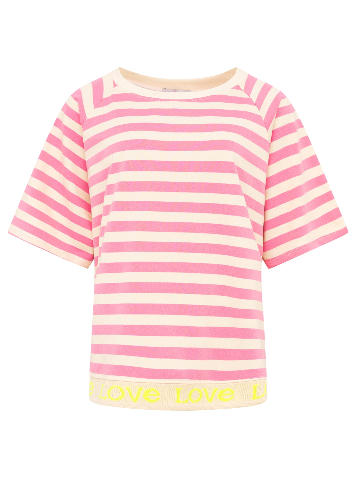 Zwillingsherz - T-Shirt "Love & Streifen" - Pink/Creme