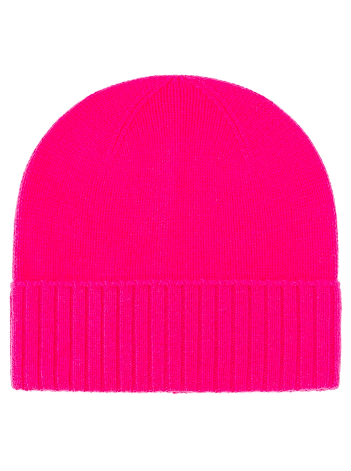 Zwillingsherz 100% Kaschmir-Mütze in Neonpink mit geripptem Umschlag – weich und wärmend