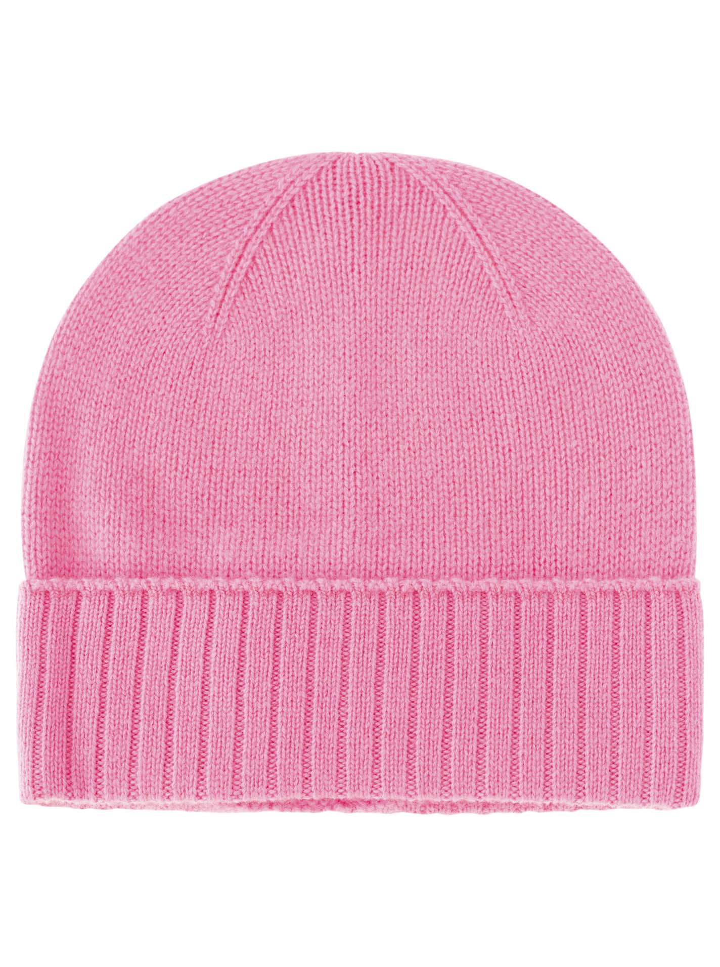 Zwillingsherz 100% Kaschmir-Mütze in Pink mit geripptem Umschlag – weich und wärmend