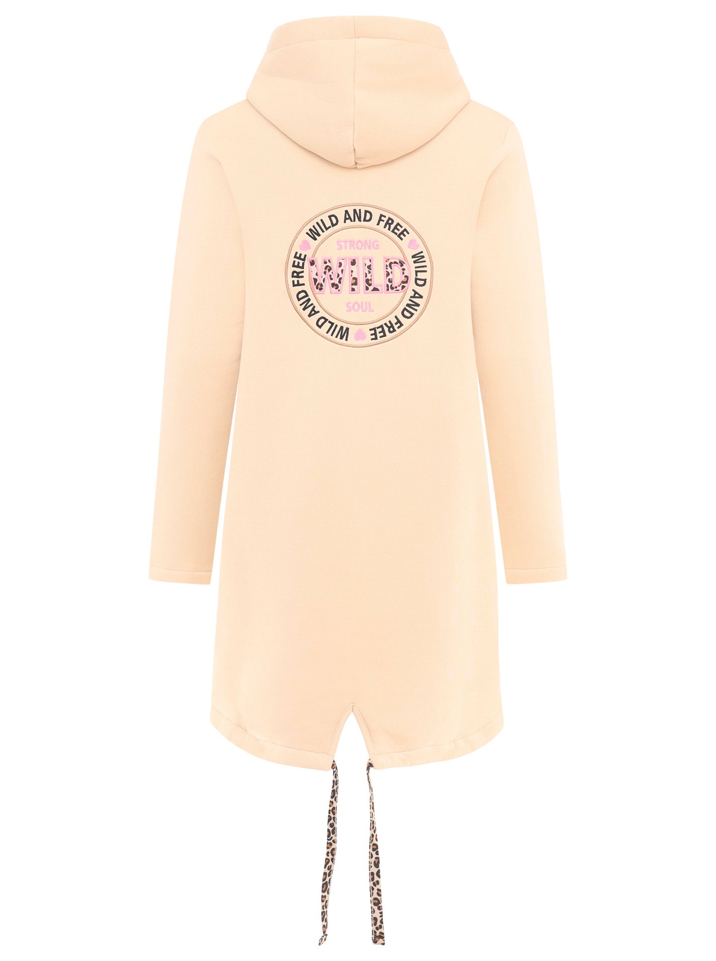 Zwillingsherz - Hoodiemantel "Wild strong and free" - Beige