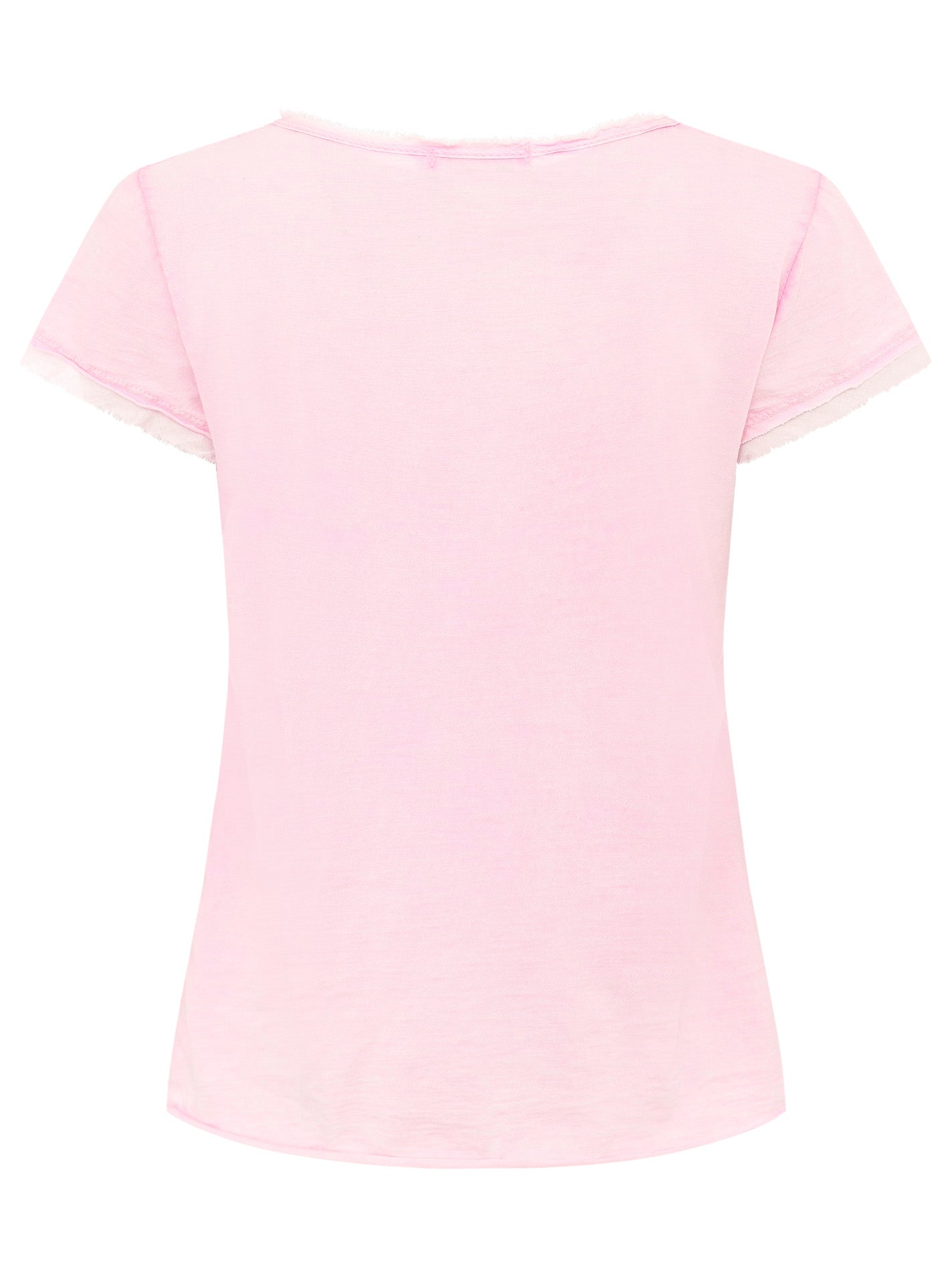Zwillingsherz Damen T-Shirt in Rosa, Rückansicht – Modell ‚Positive Mind