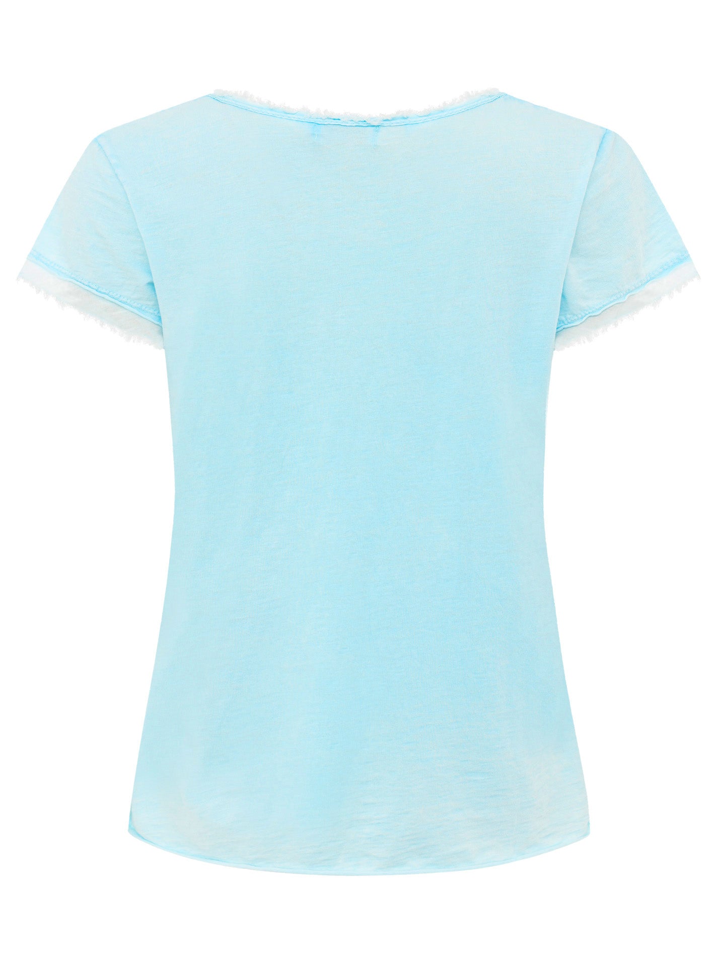 Zwillingsherz Damen T-Shirt in Türkis, Rückansicht – Modell ‚Positive Mind