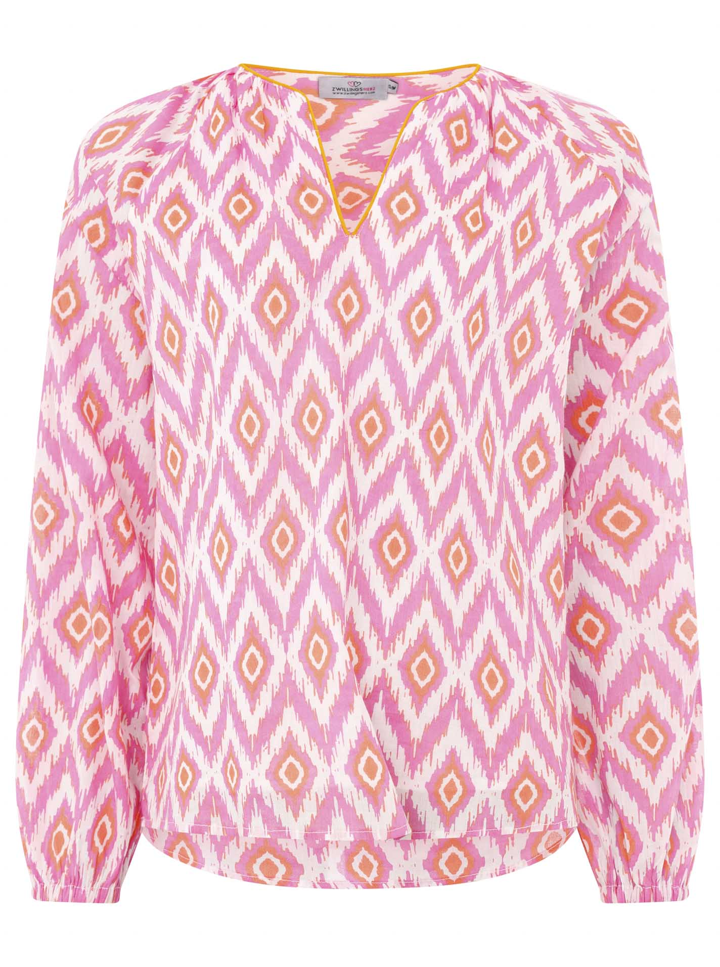 Zwillingsherz - Langarmbluse Diamant - Orange/Pink