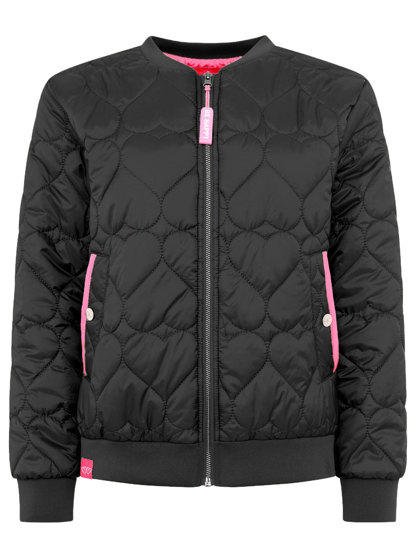 Zwillingsherz Bomberjacke Be Happy in Schwarz – modische Damenjacke mit lässigem Look