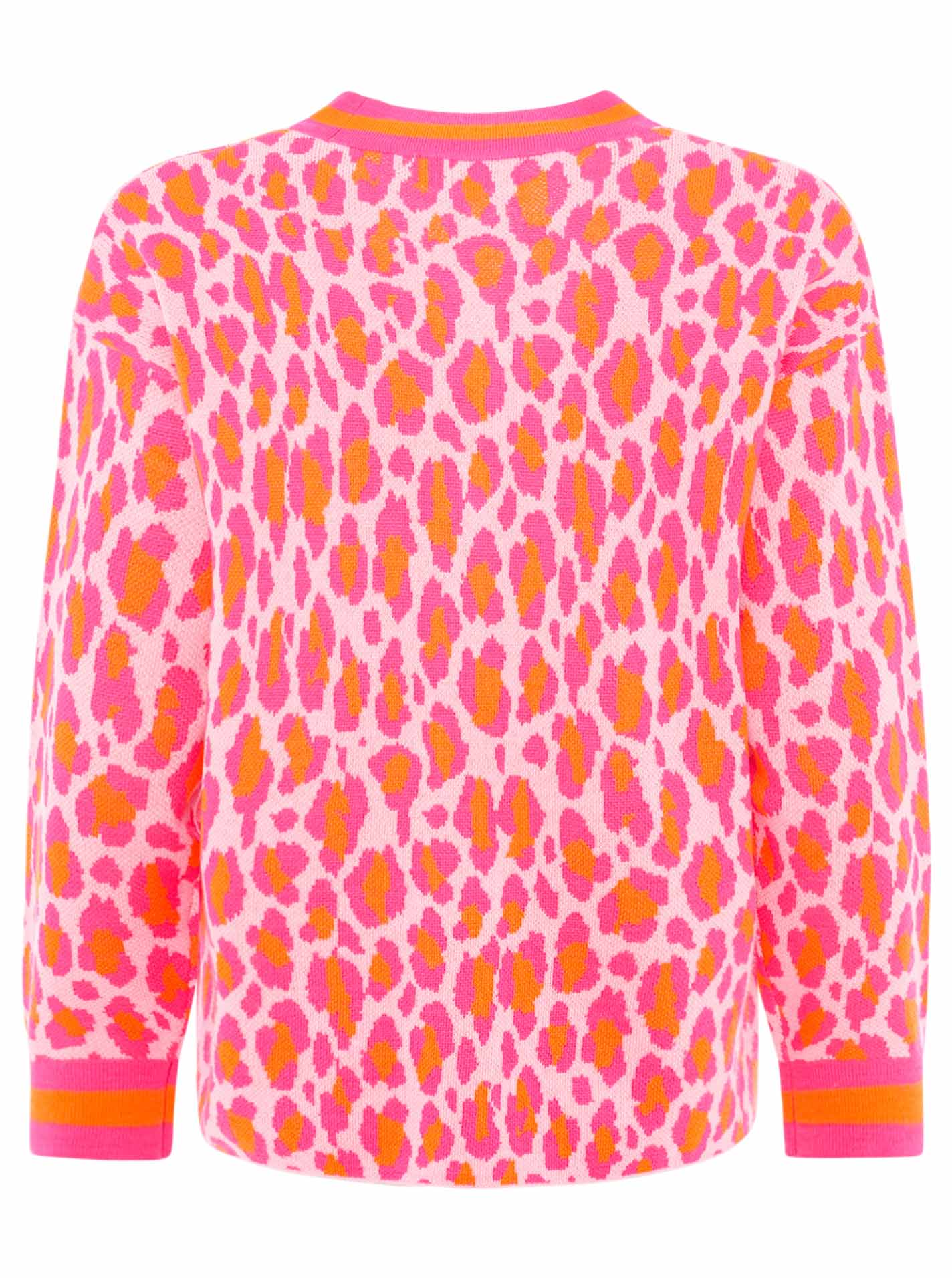 Zwillingsherz - Strick Cardigan Leo/Leopard - Pink/Orange