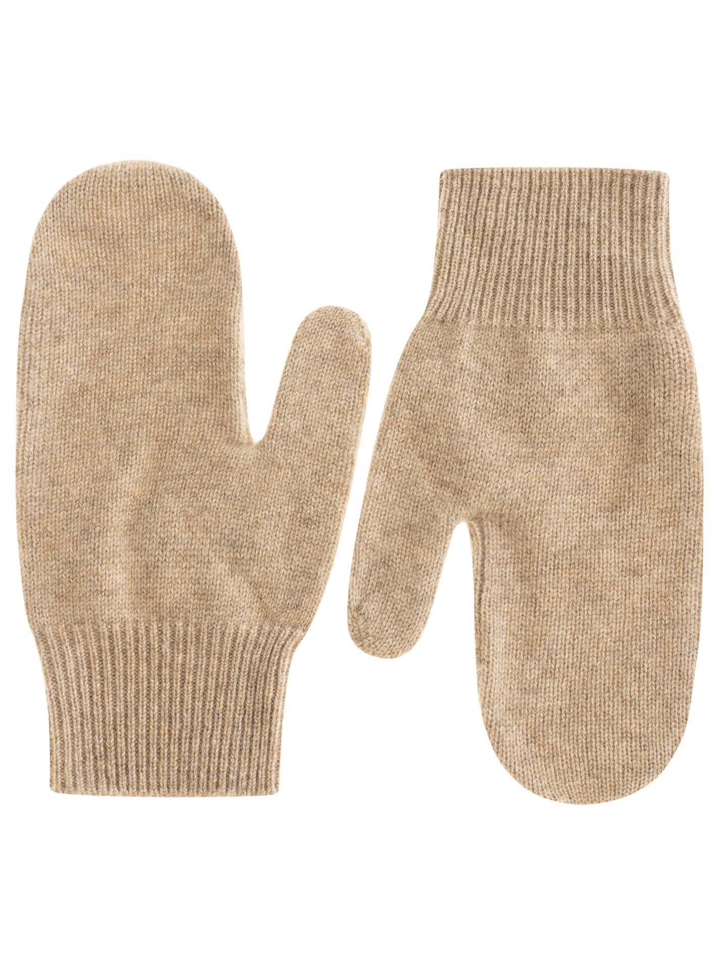 Zwillingsherz 100% Cashmere-Fäustlinge (Handschuhe) in Beige– weich, warm, edel