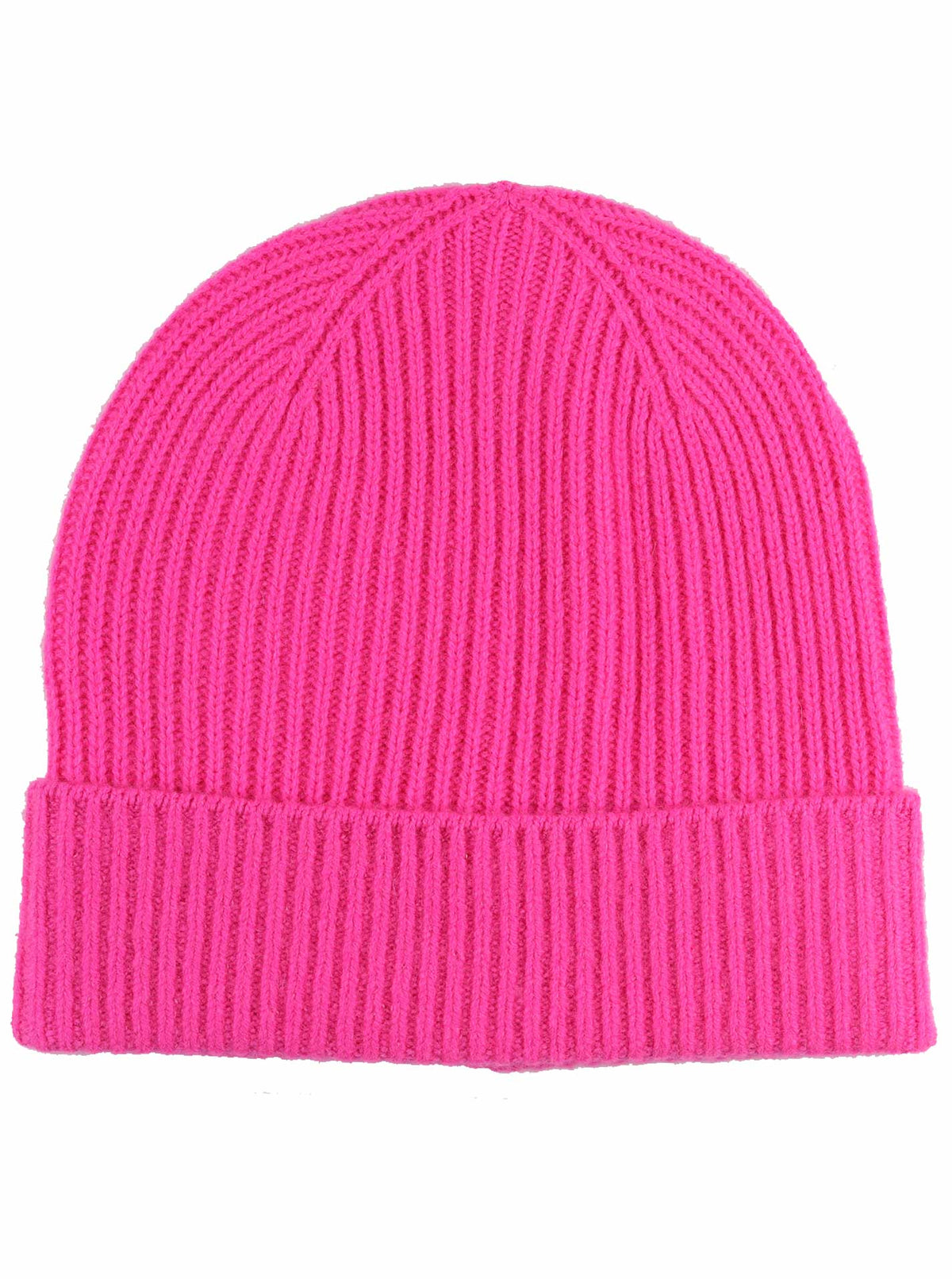 Zwillingsherz Damen Kaschmir-Rippstrick-Mütze in Neonpink, 100% Kaschmir