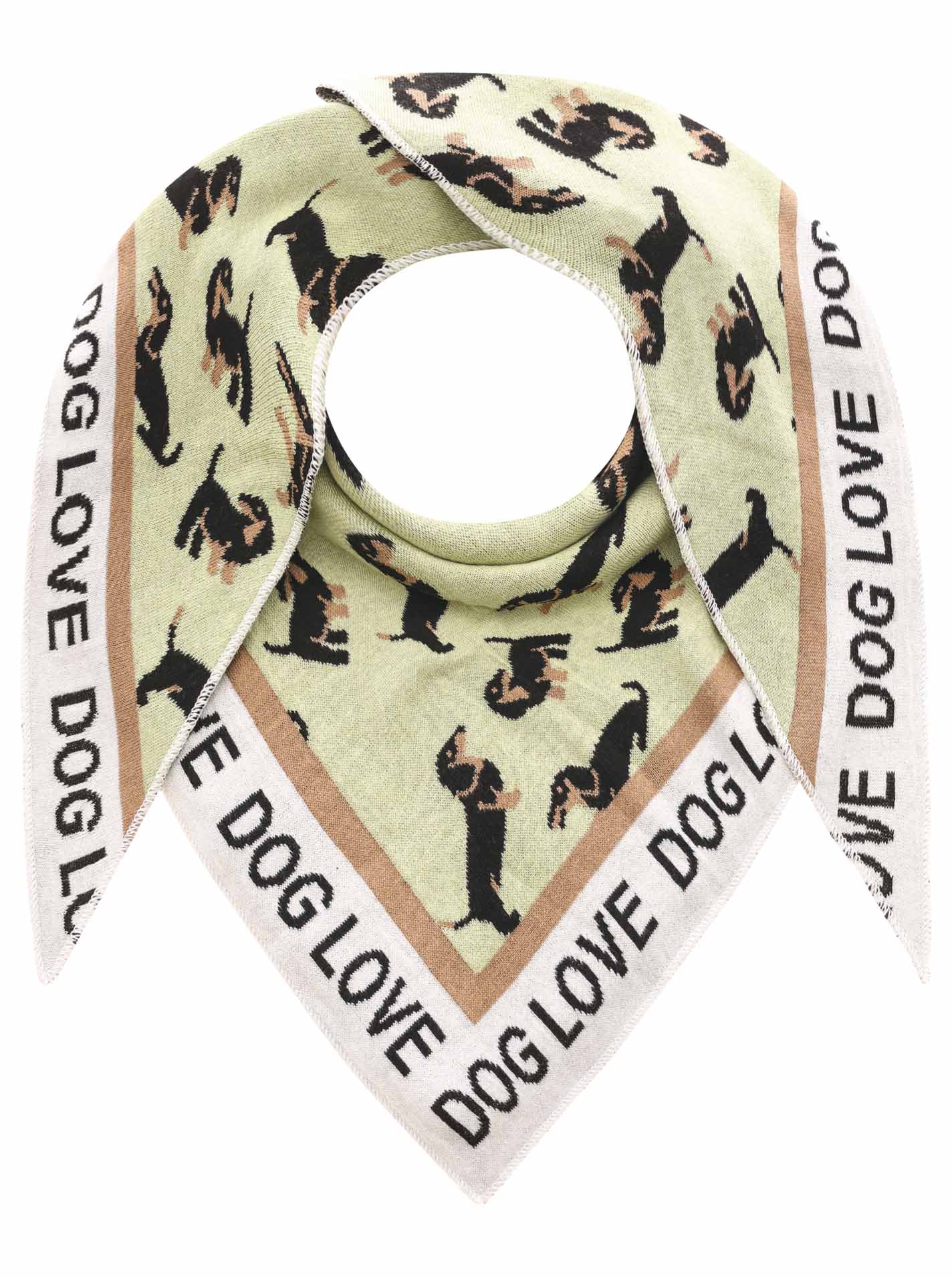 Zwillingsherz - Dreieckstuch "Dog Lover" Baumwolle - Khaki/Creme