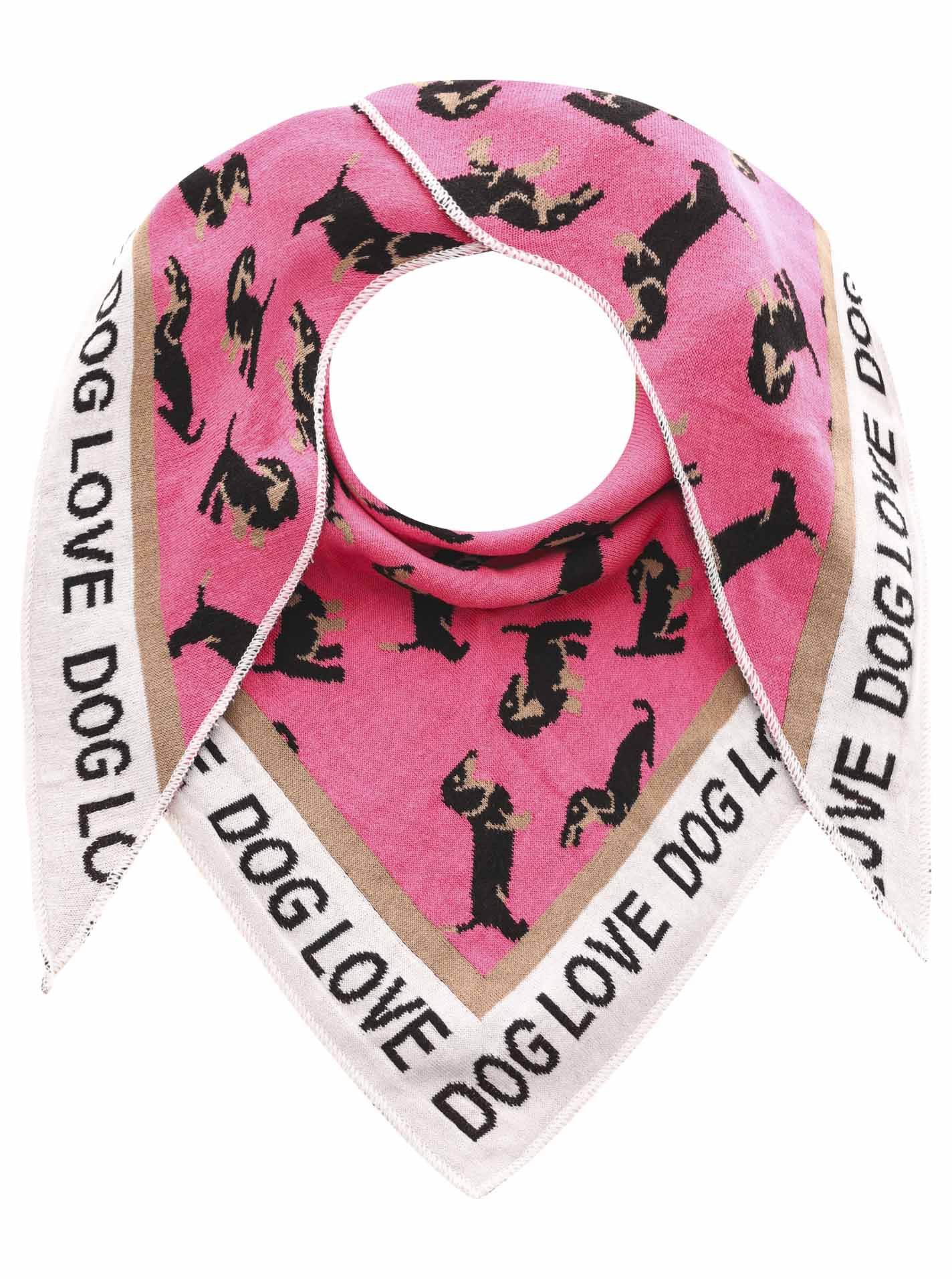 Zwillingsherz - Dreieckstuch "Dog Lover" Baumwolle - Pink/Creme