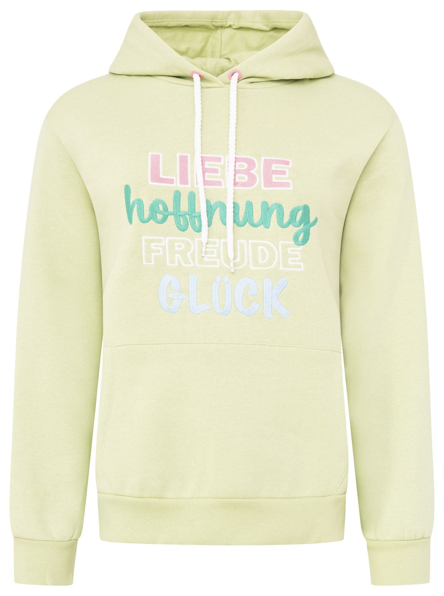 Zwillingsherz - Hoodie "Liebe-Hoffnung-Freunde-Glück Happy Smile" - Salbei