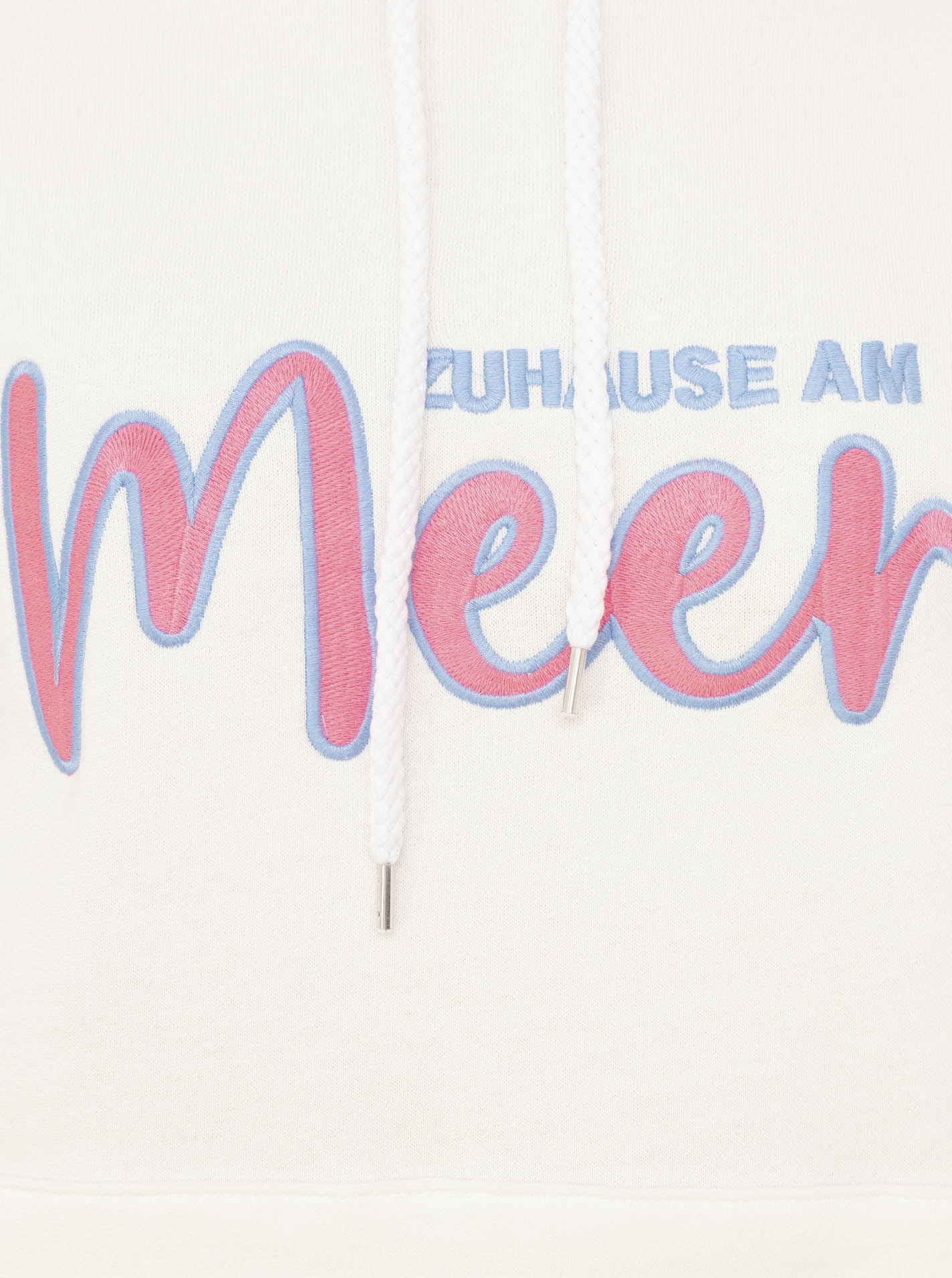 Zwillingsherz - Hoodie "Zuhause am Meer" - Weiß/Blau/Pink