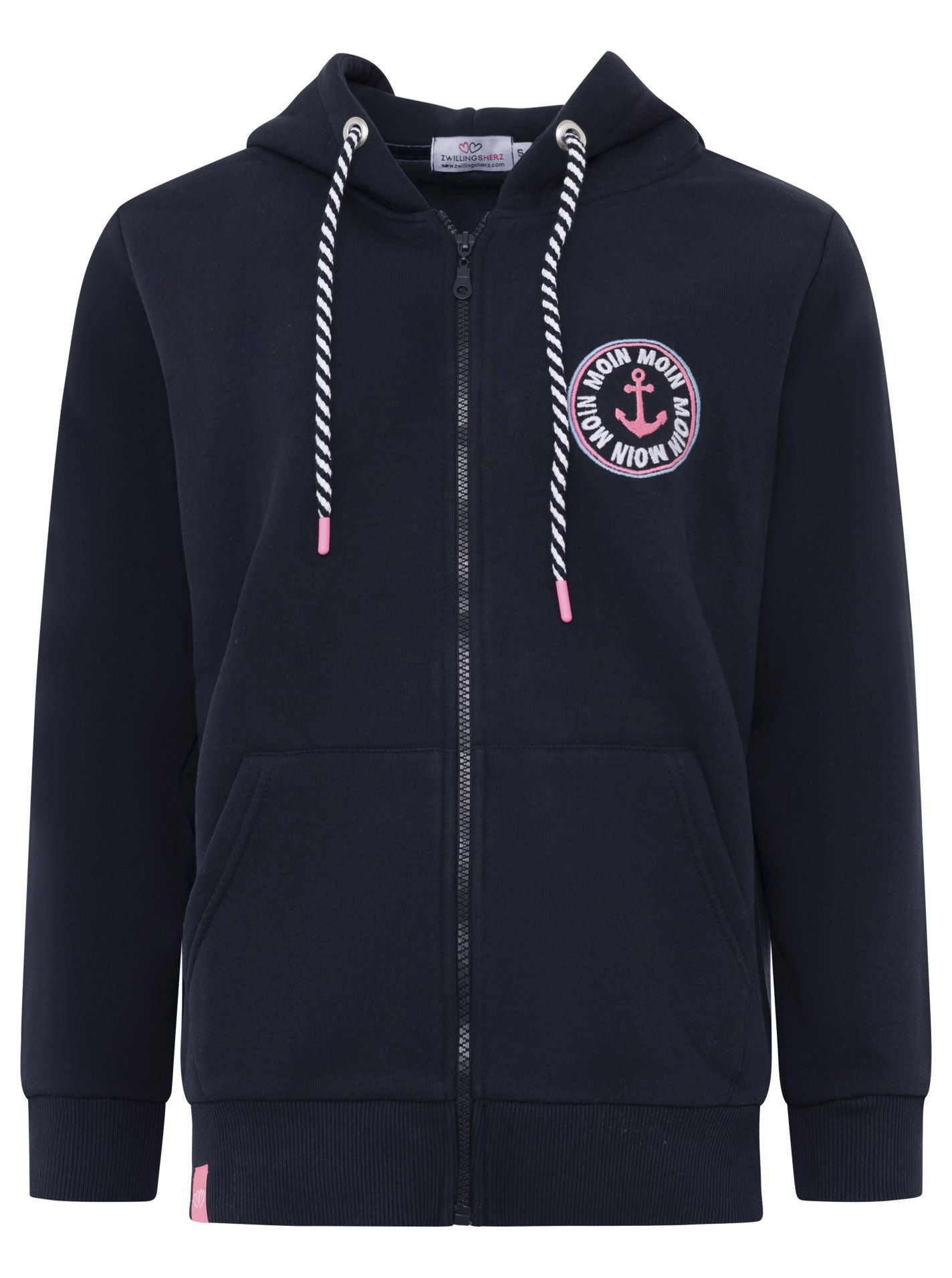 Zwillingsherz - Hoodiejacke "Moin Anker" - Dunkelblau