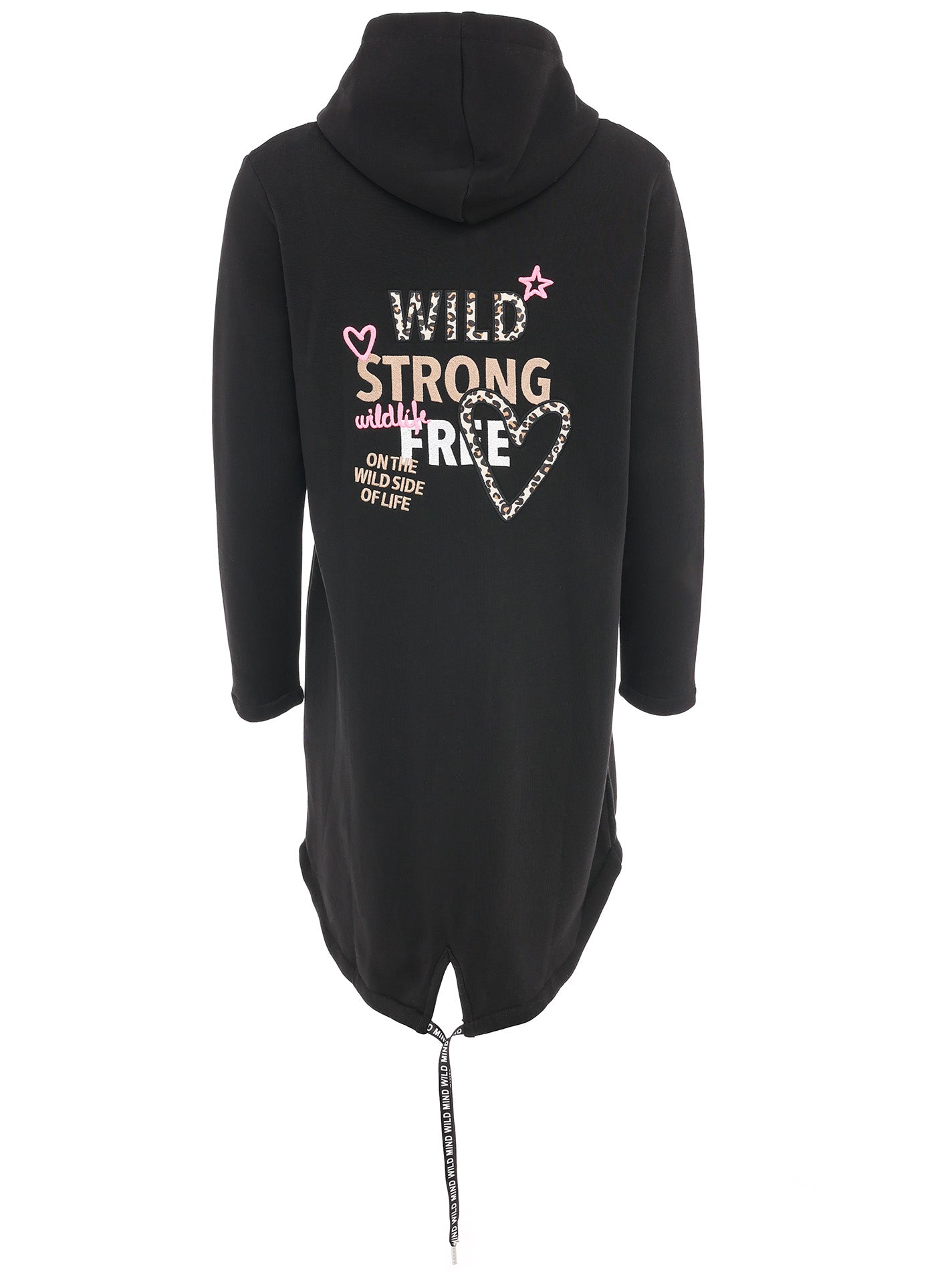 Zwillingsherz - Hoodiemantel Leopard Wild Strong Free - Schwarz