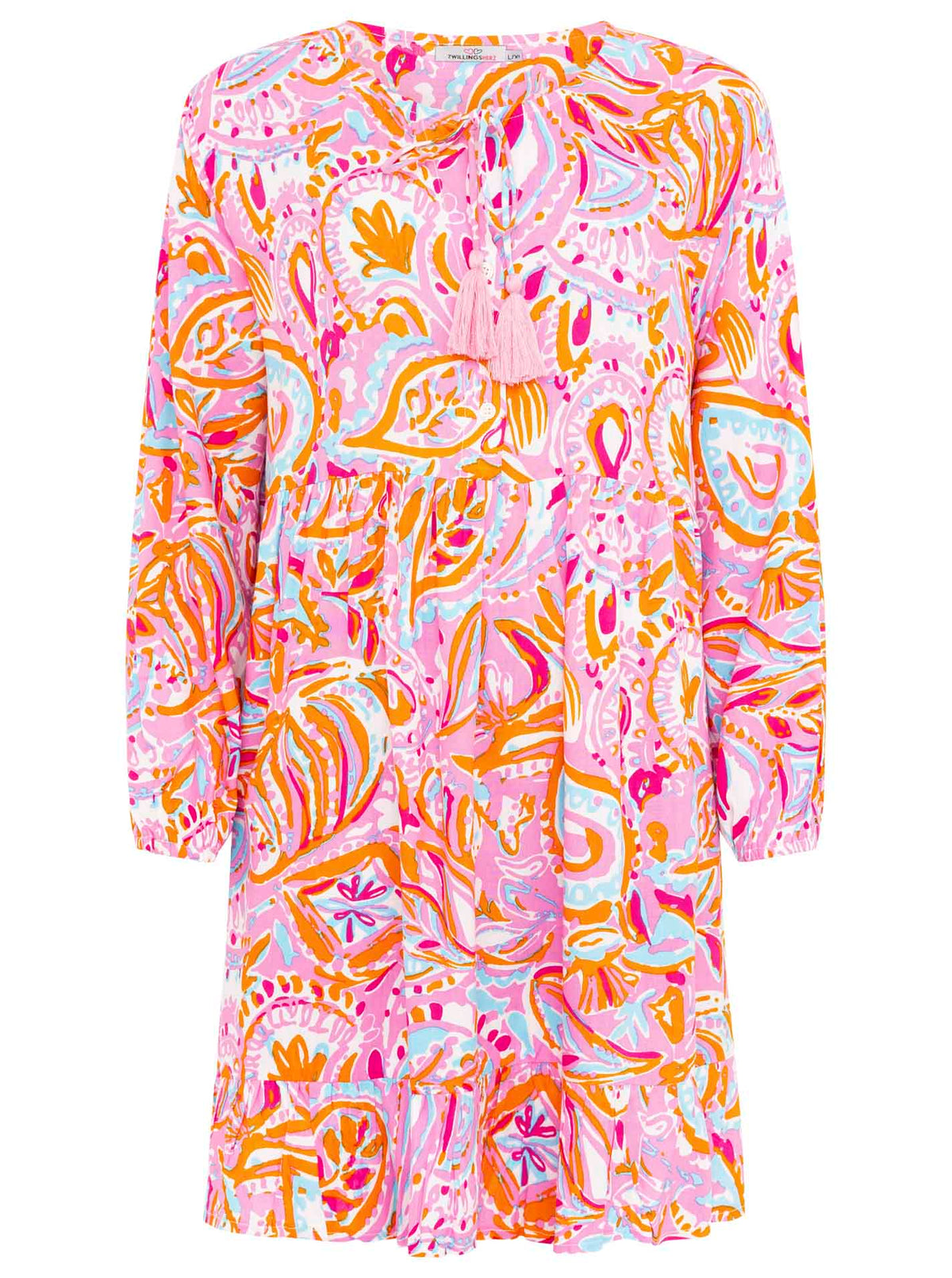 Zwillingsherz - Kleid/Tunika Paisley Design - Orange/Pink