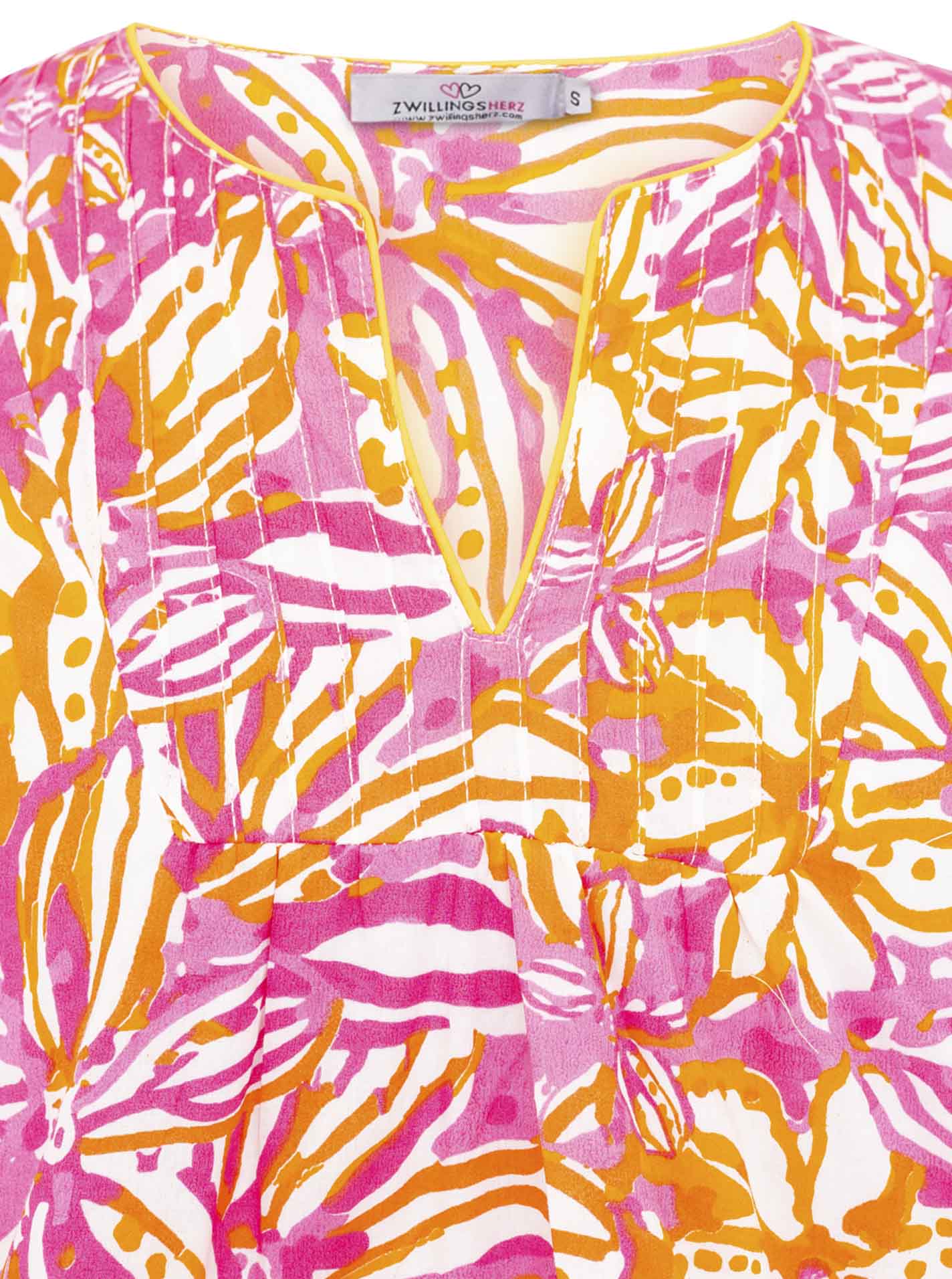 Zwillingsherz - Baumwoll Kleid Blumentraum - Pink/Orange