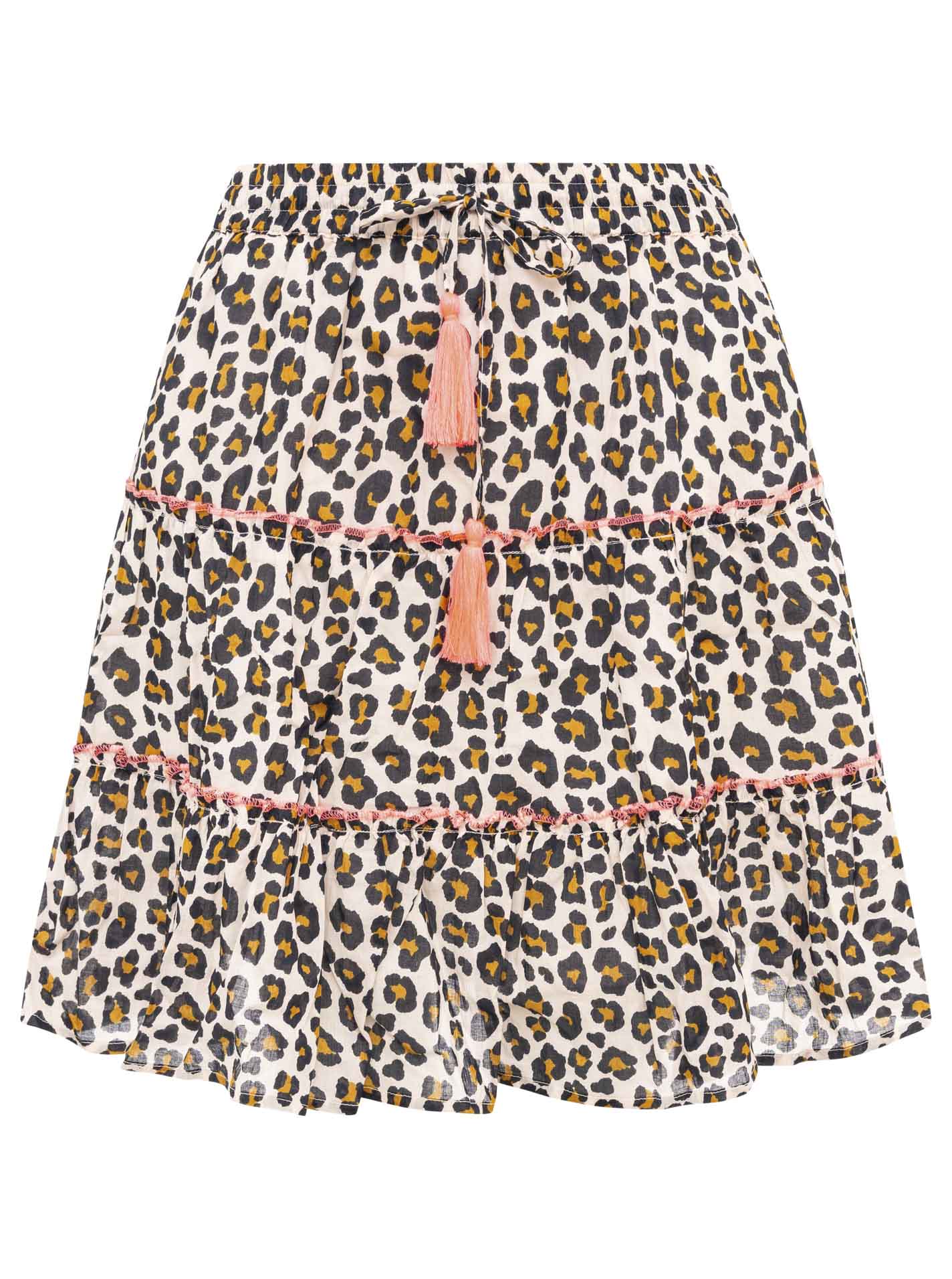 Zwillingsherz Rock kurz im Leo Design - Schwarz/Beige