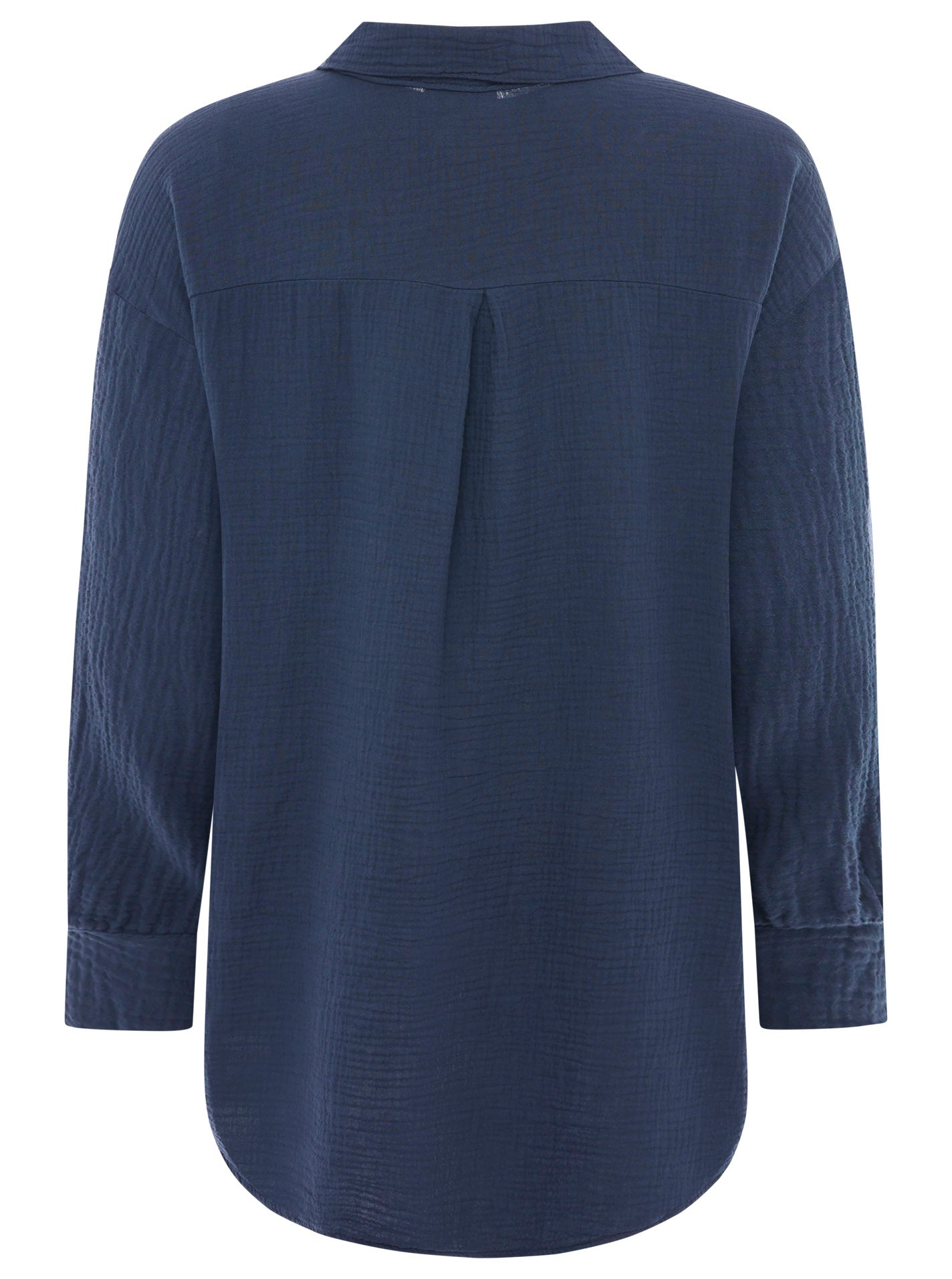 Zwillingsherz Musselin Bluse Rebecca mit Knopfleiste in Navy - ideal luftig locker für den Sommer - Rückansicht