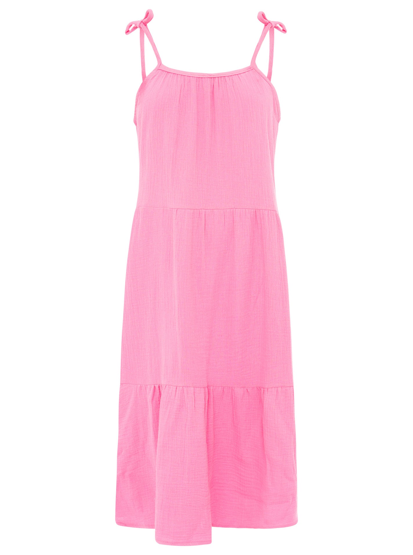Zwillingsherz - Musselin Kleid lang Spaghettiträger - Pink