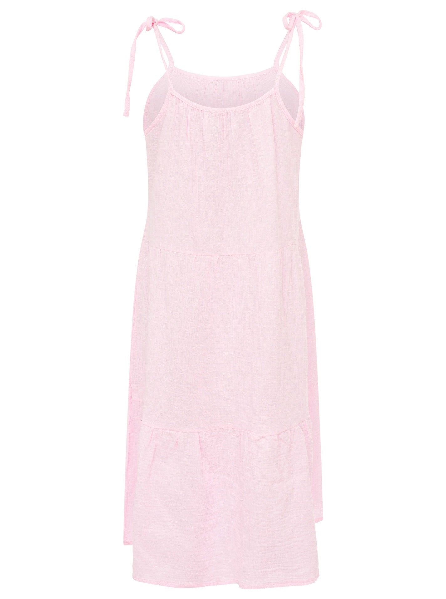 Zwillingsherz - Musselin Kleid lang Spaghettiträger - Rosa