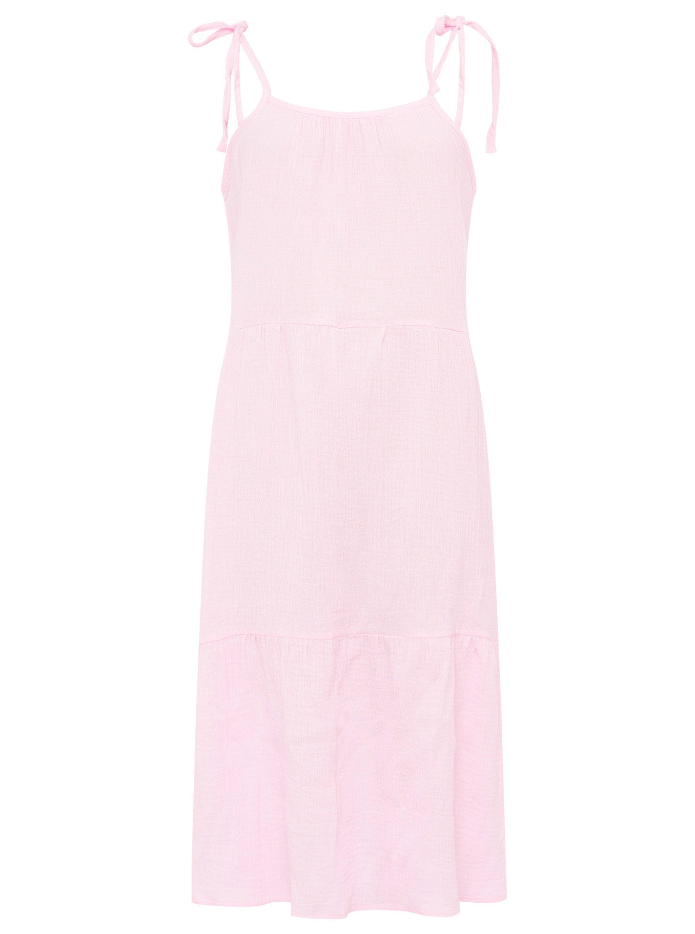 Zwillingsherz - Musselin Kleid lang Spaghettiträger - Rosa