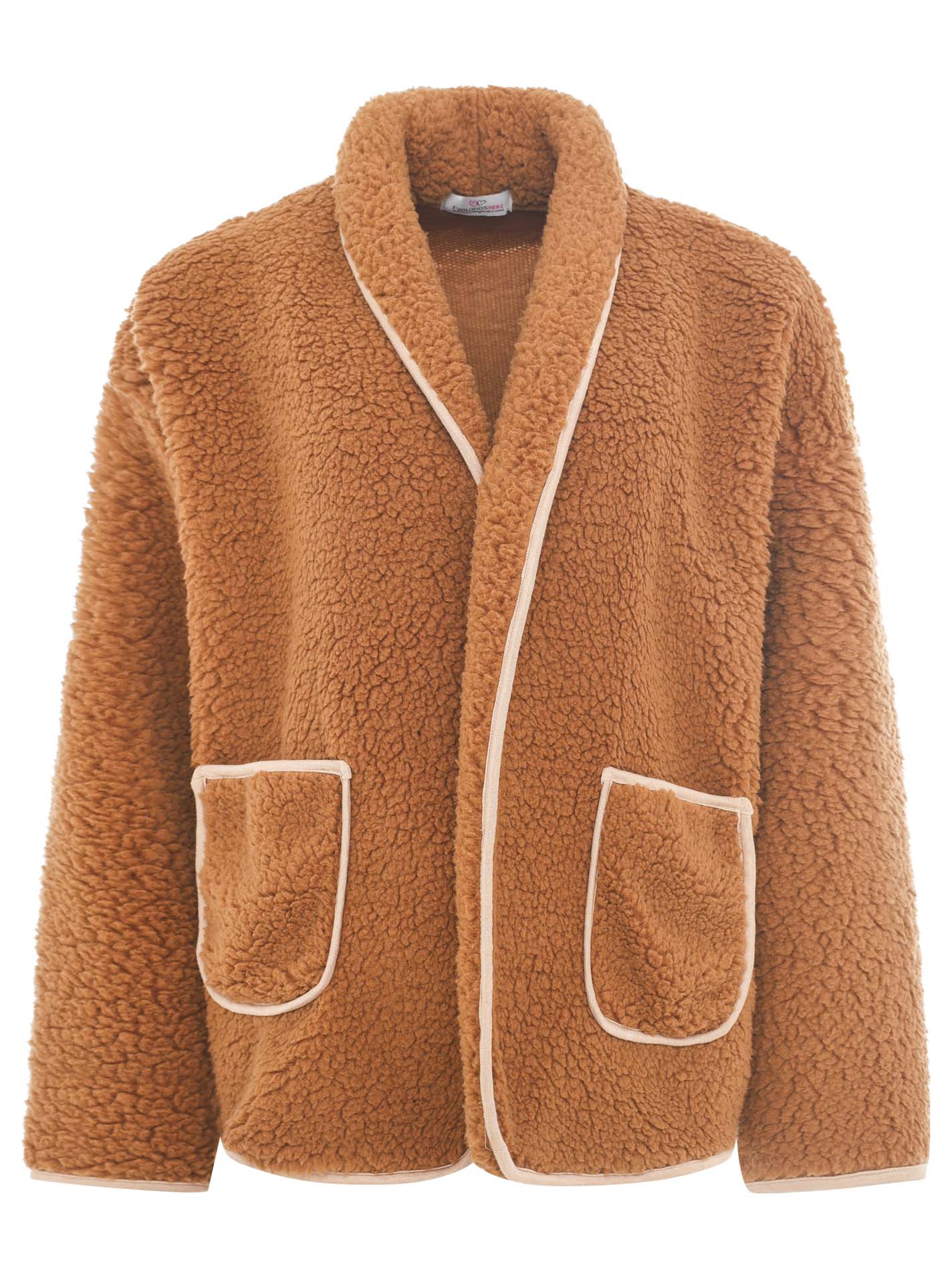 Zwillingsherz Teddy Plüsch Cardigan - Braun