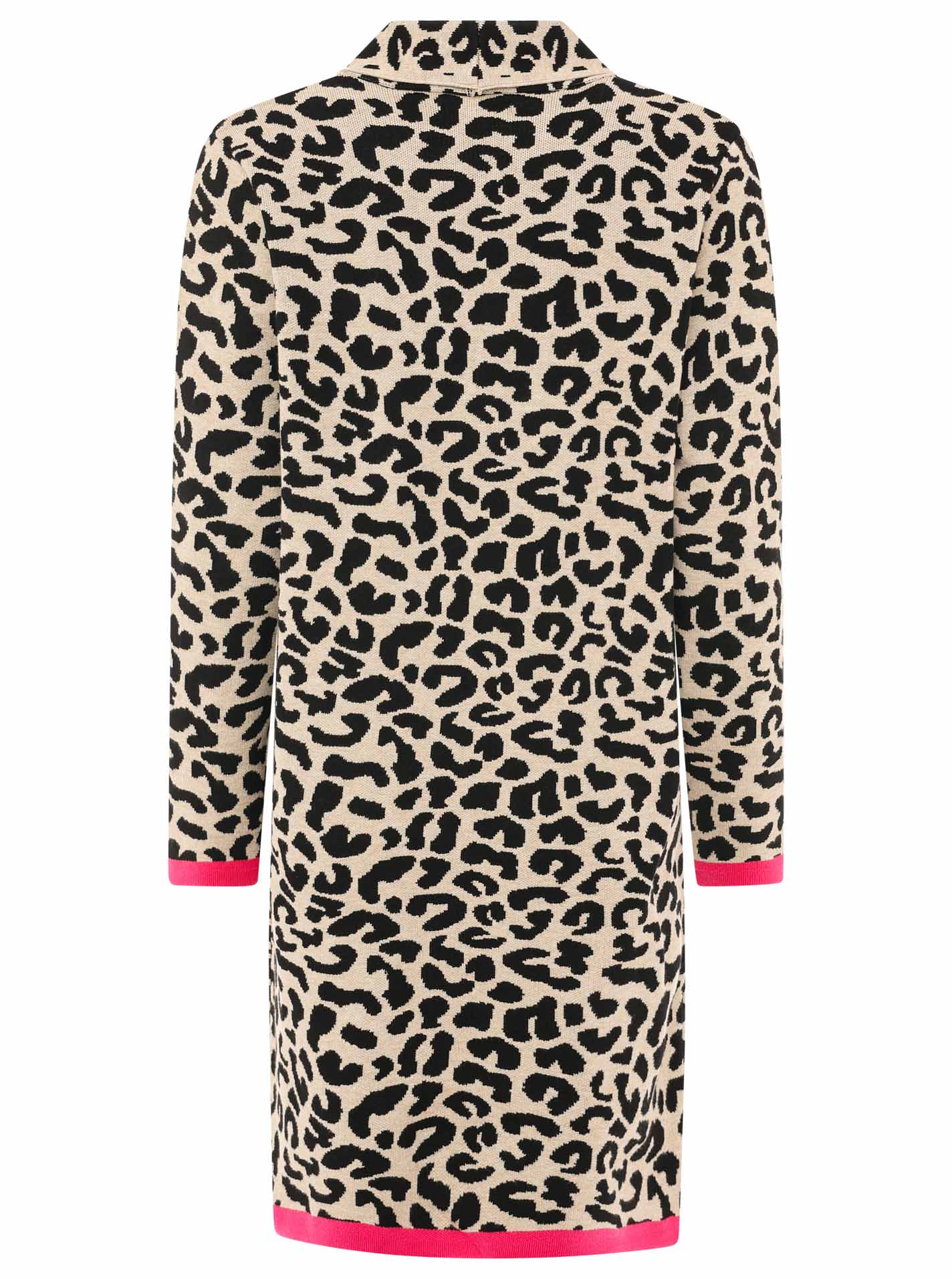 Zwillingsherz Strickjacke Leo/Leopard - Schwarz/Beige/Pink