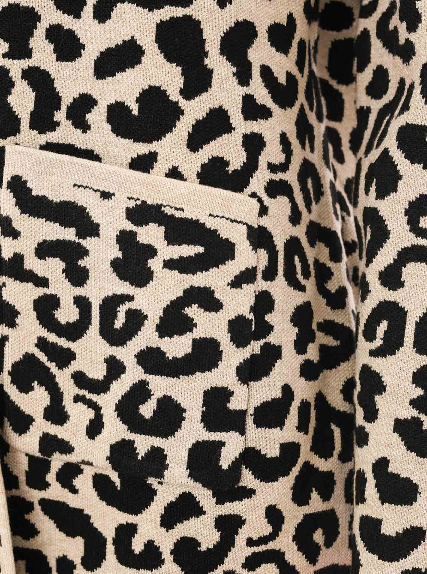 Zwillingsherz Strickjacke Leo/Leopard - Schwarz/Beige/Pink