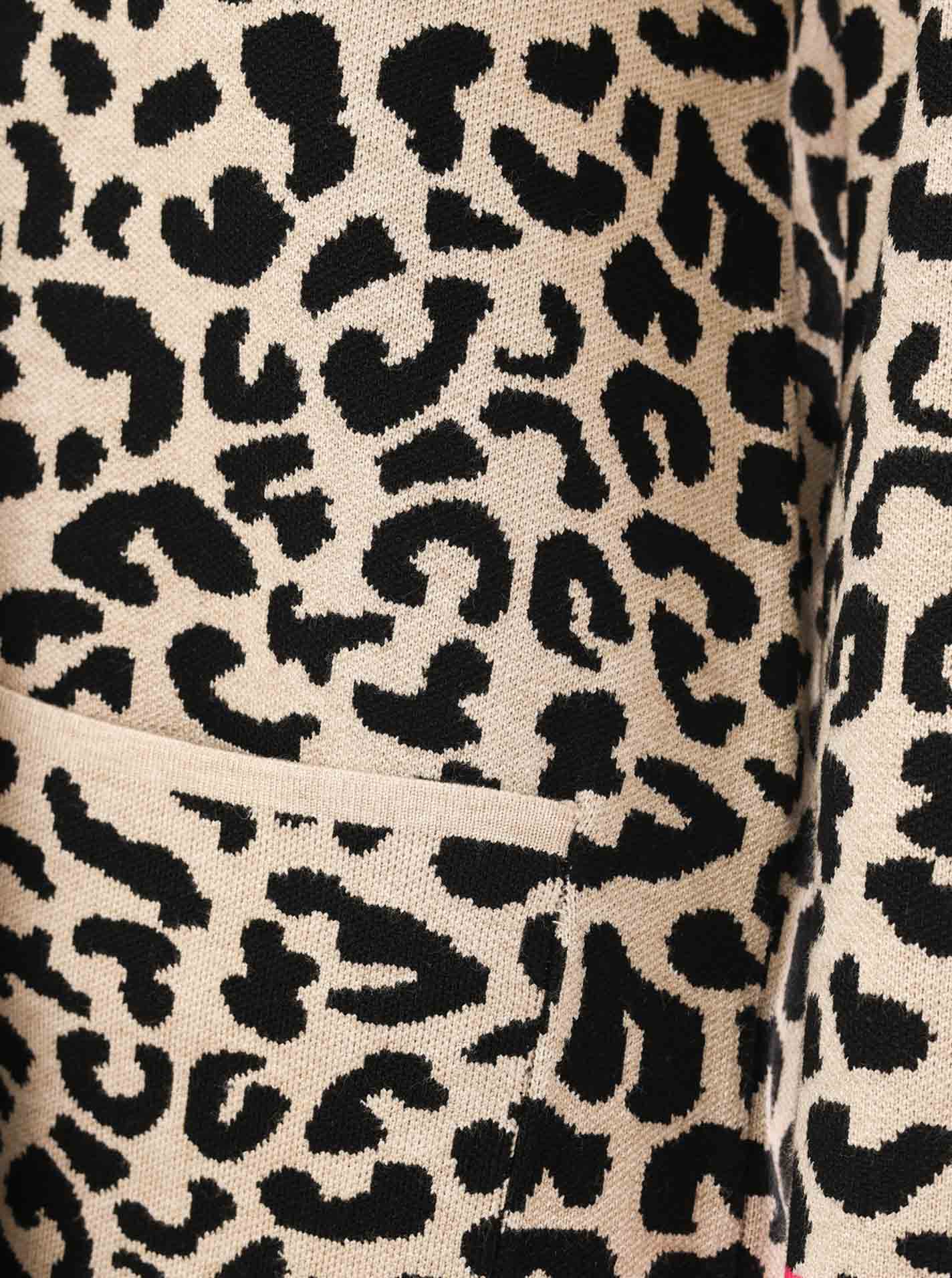 Zwillingsherz Strickjacke mit Kapuze Leo/Leopard - Schwarz/Beige/Pink