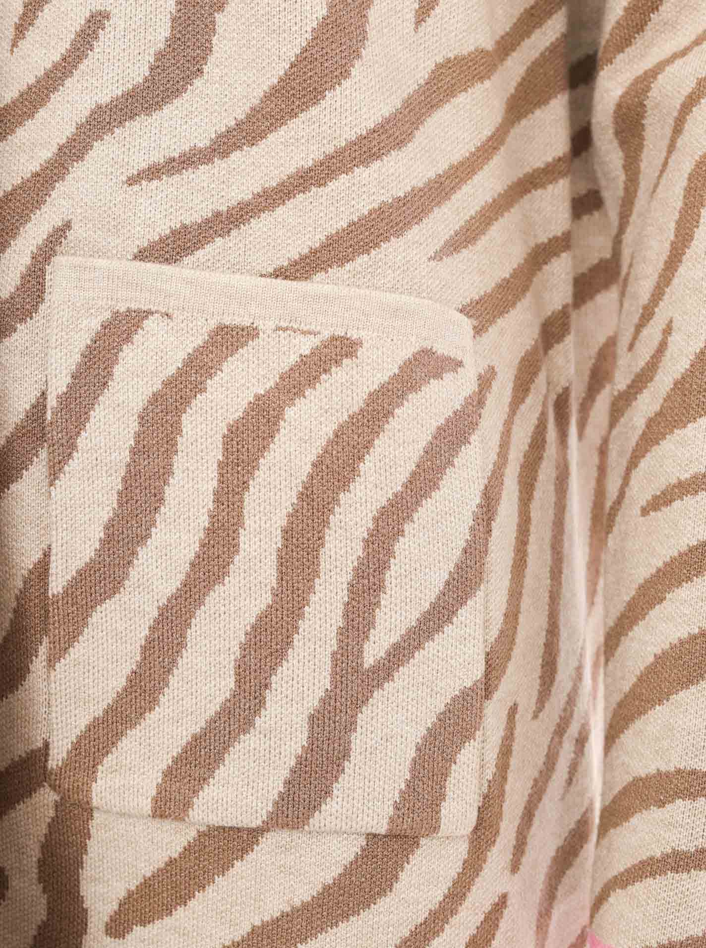 Zwillingsherz Strickjacke Zebra - Beige/Pink