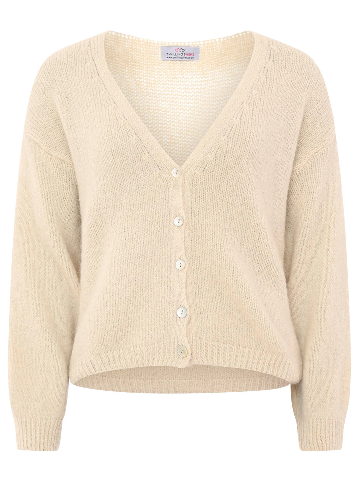 Zwillingsherz - Weicher Alpaka Cardigan - Beige
