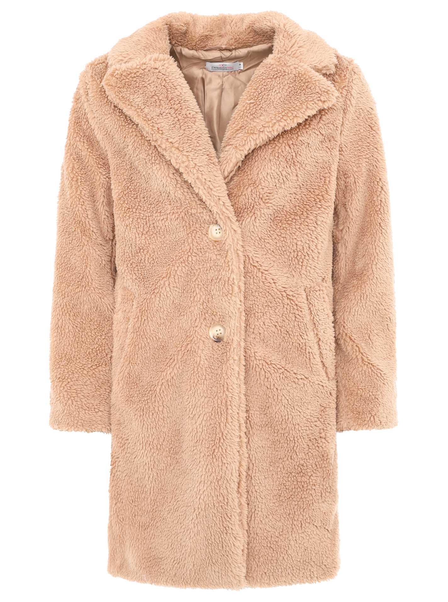 Zwillingsherz Teddy Kuschelmantel Beige