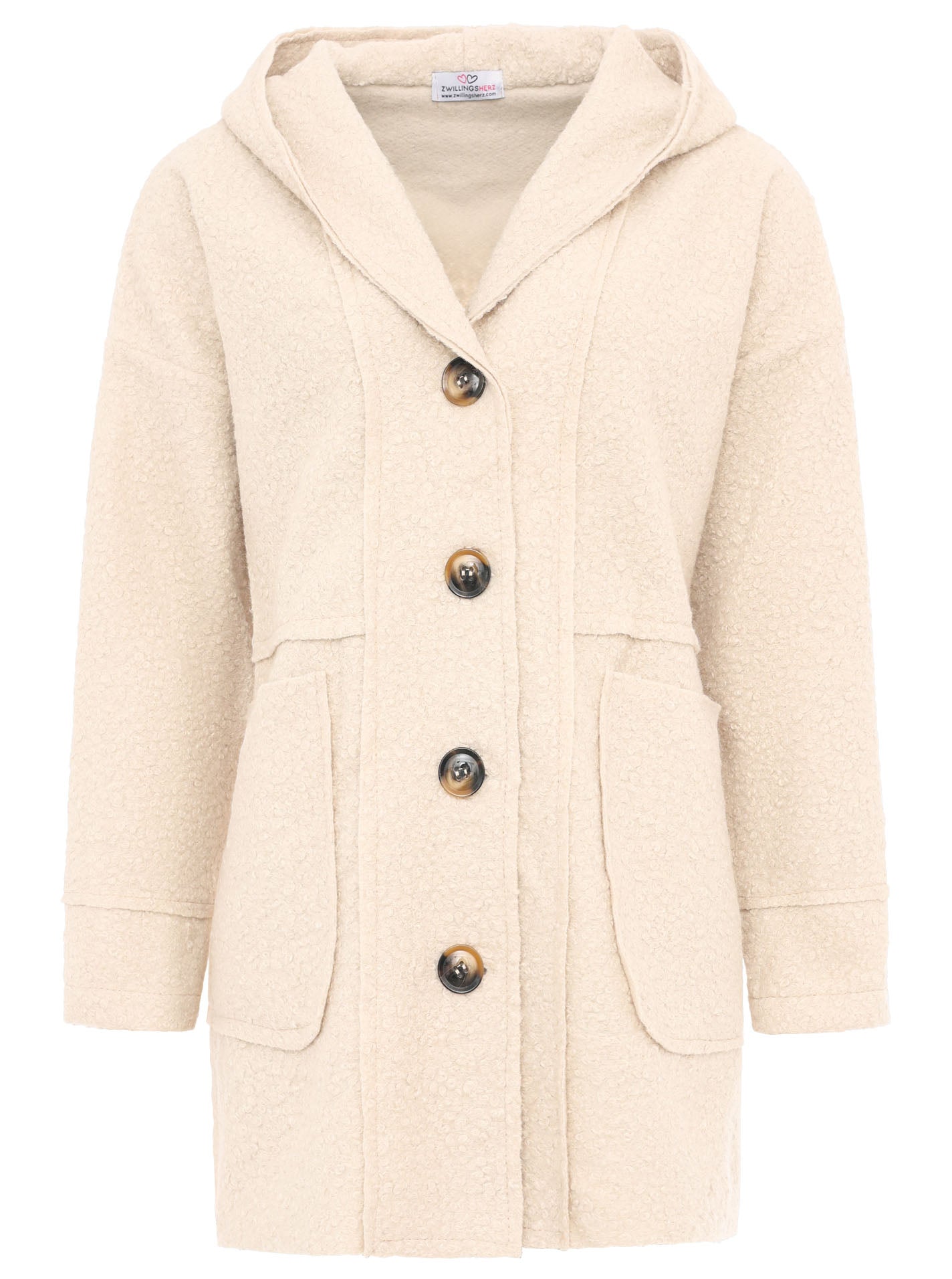 Zwillingsherz Teddy Plüsch Mantel - Beige