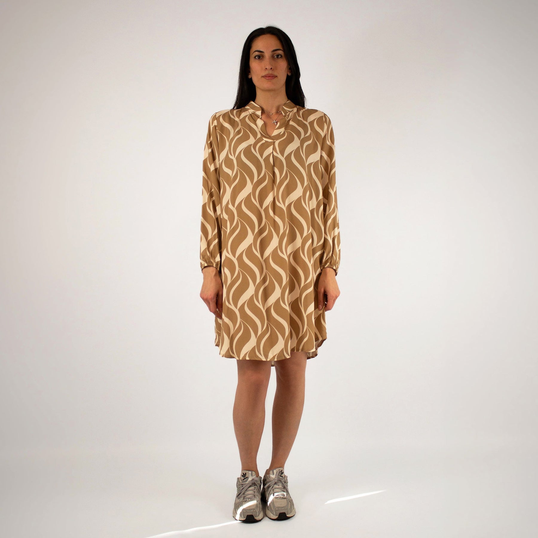 Design Kleid - Beige/Weiß