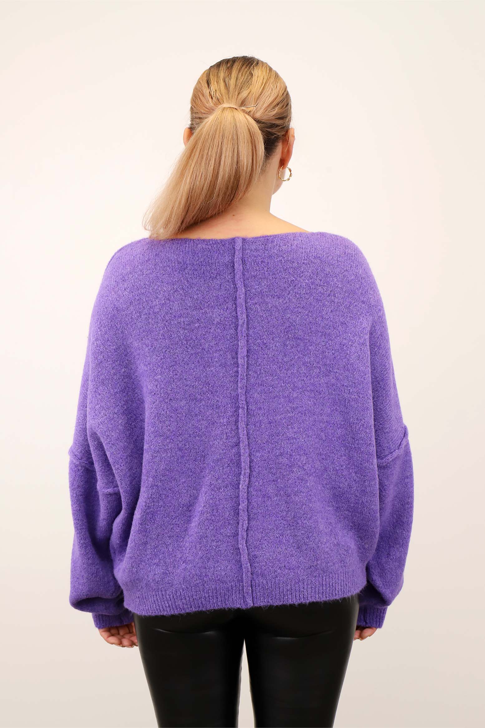 Pullover mit aufgesetzter Naht - Lila