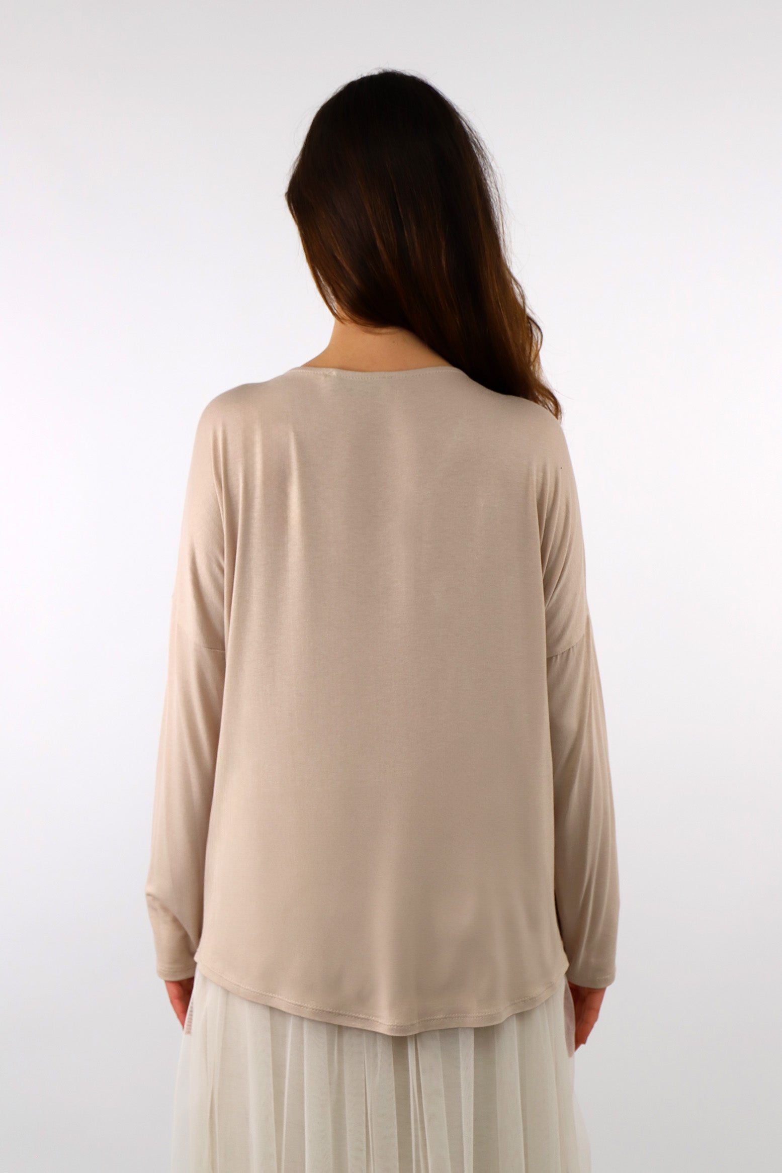 Blusenshirt mit Pailletten - Beige