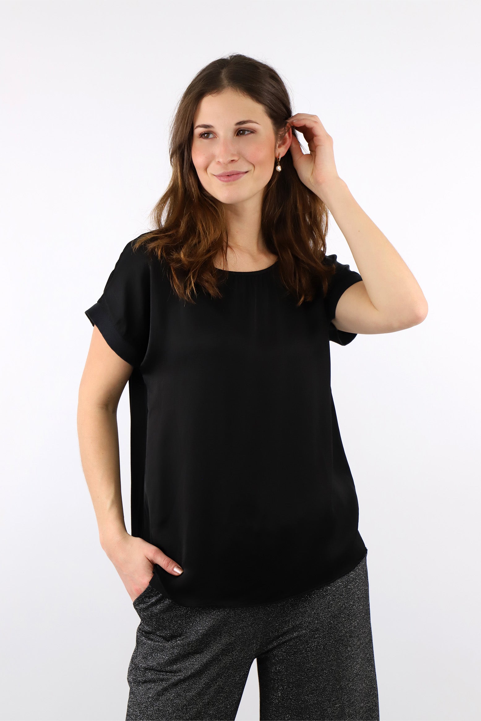 Seiden-Shirt Schwarz