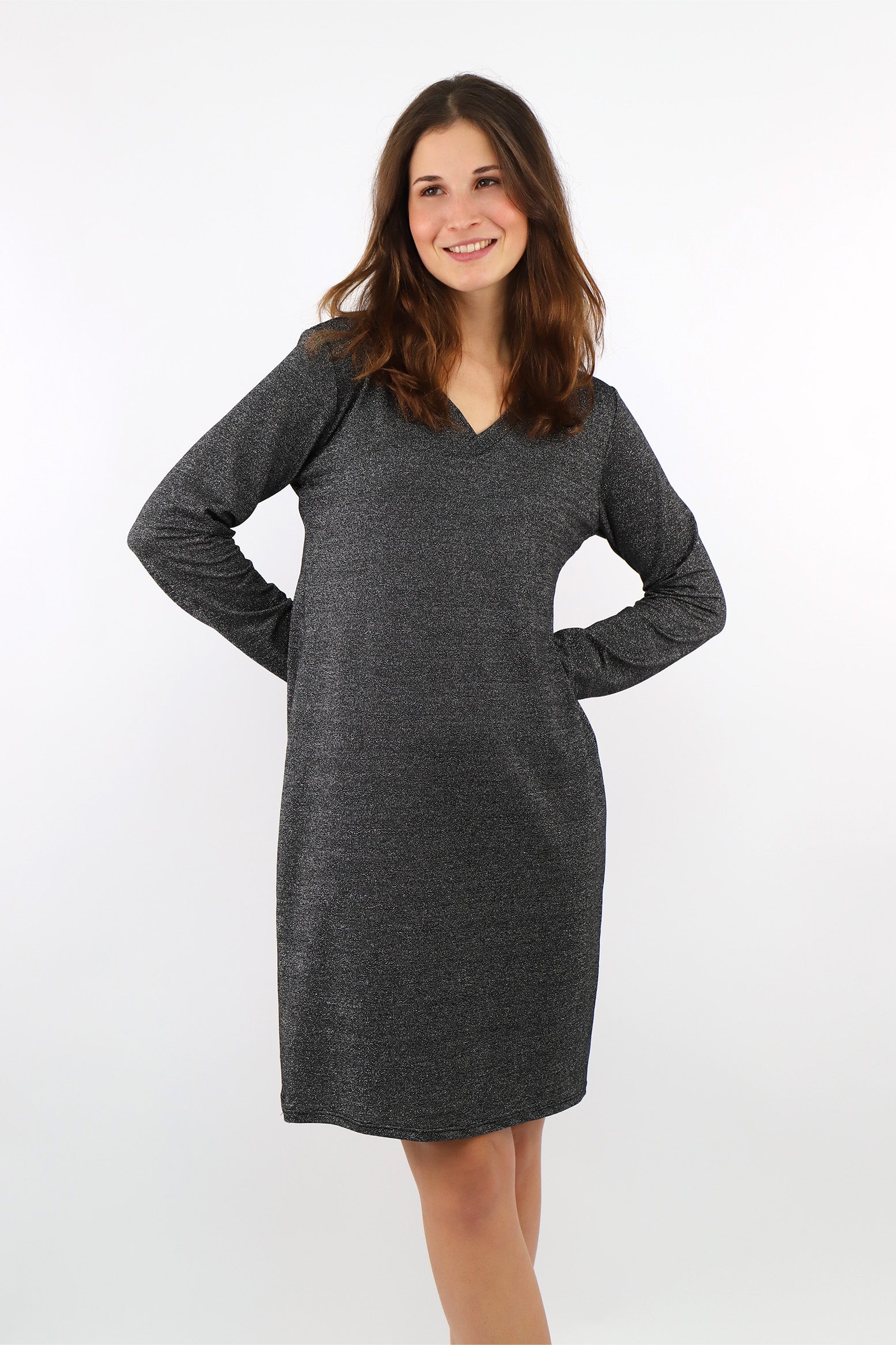 Festliches Lurex Kleid - Schwarz