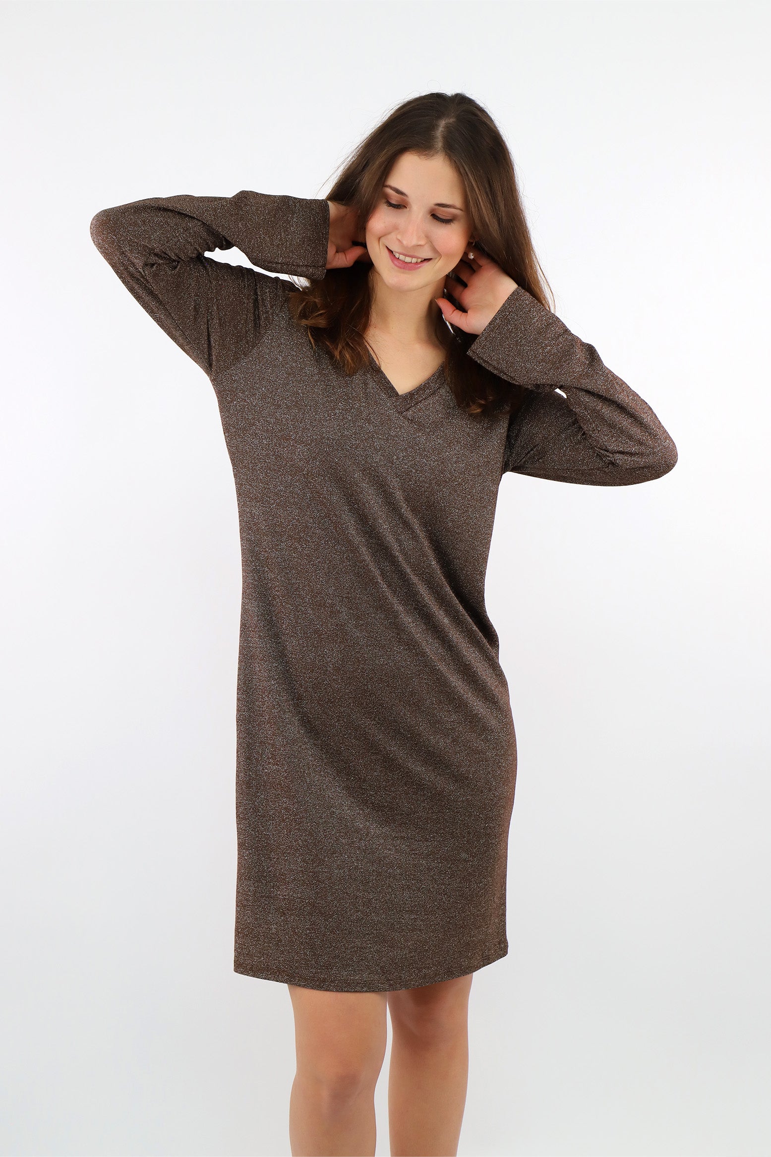 Festliches Lurex Kleid - Braun