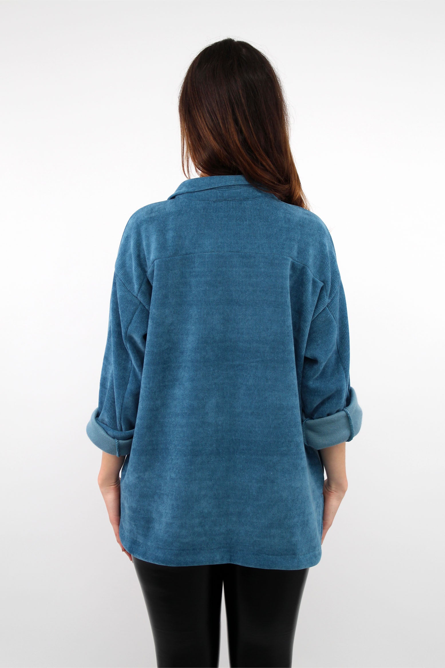 Cordbluse "Pisa" - Türkisblau