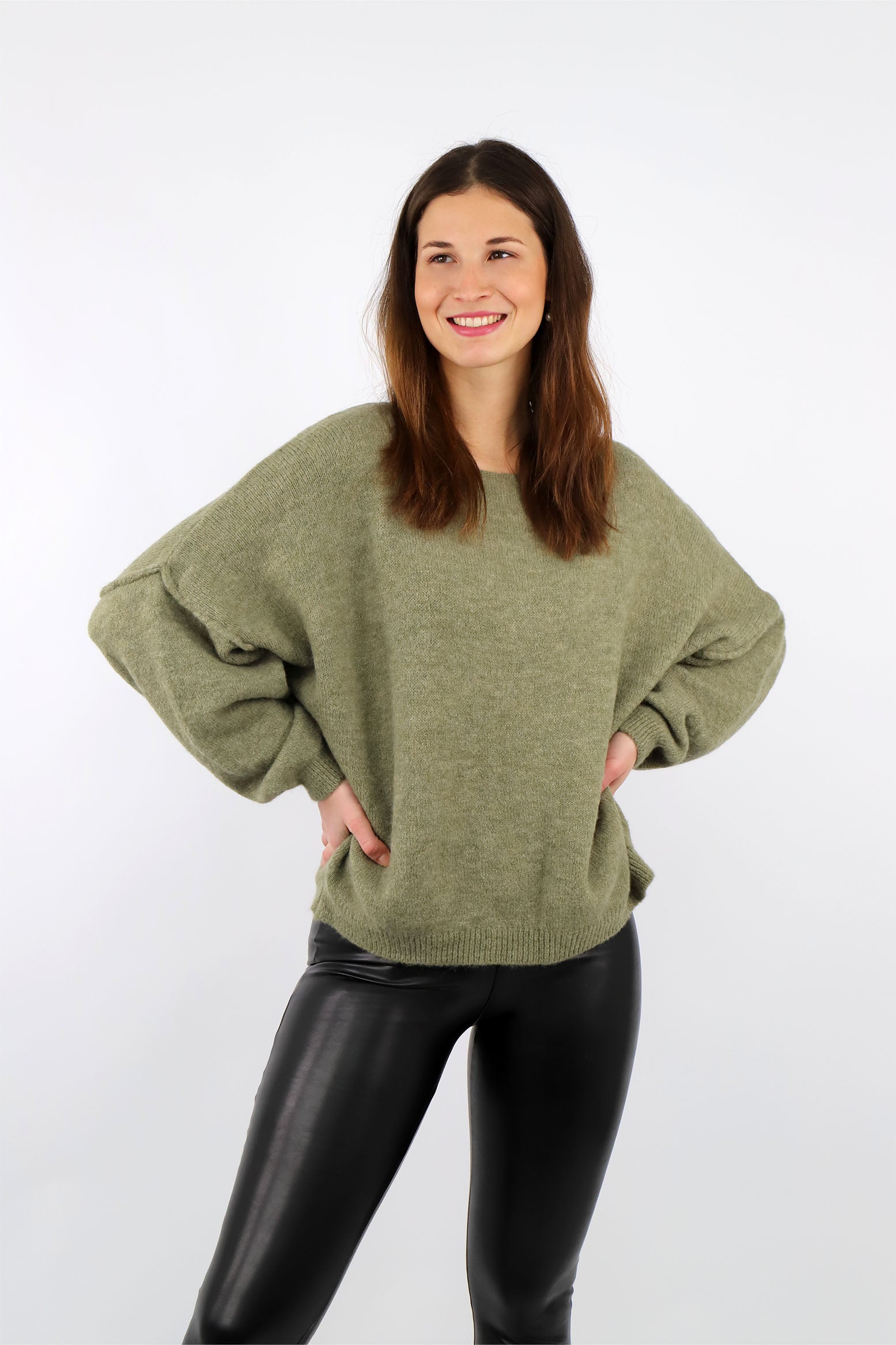 Pullover mit aufgesetzter Naht - Salbei